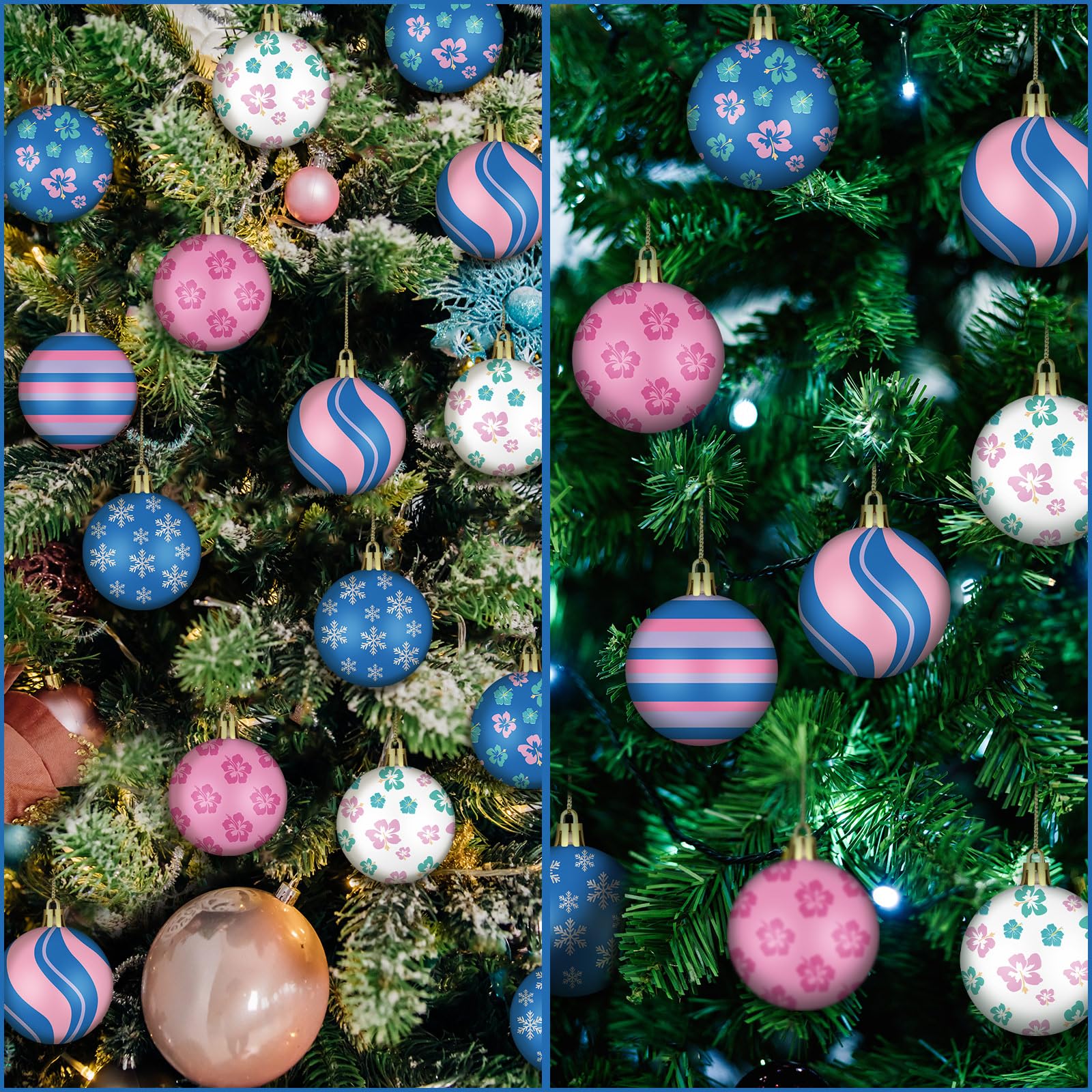 Rotatingpals 24 Pcs 2.4 Inch Christmas Tree Ball Ornaments Cartoon Hanging Ornaments Plastic Christmas Winter Balls Decor for Xm