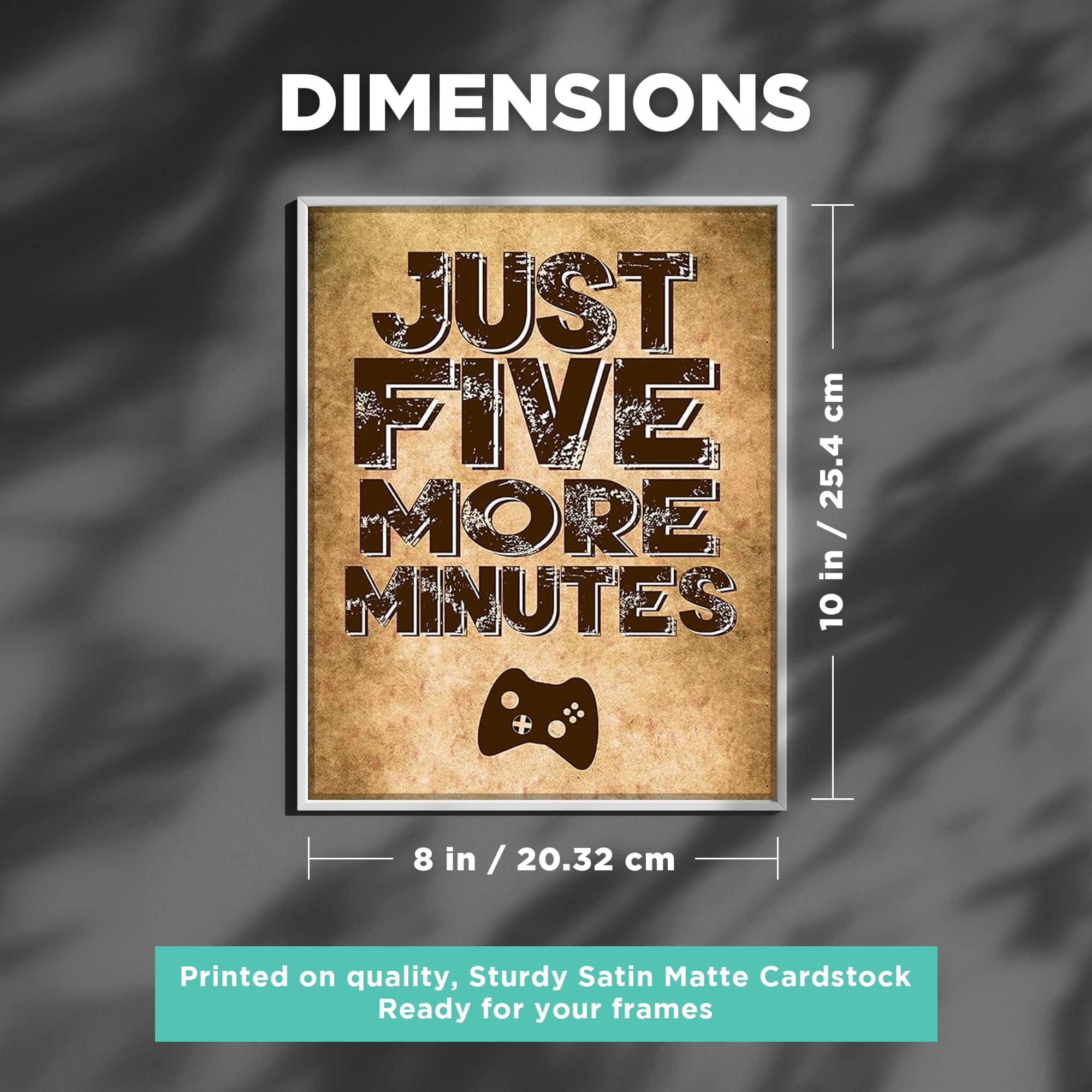 You Can't Just Pause A Game - Video Gamer Themed Wall Art Decor Prints for a Gaming Room (Set of 4) Poster Sign Blue Black Grey Bedroom
