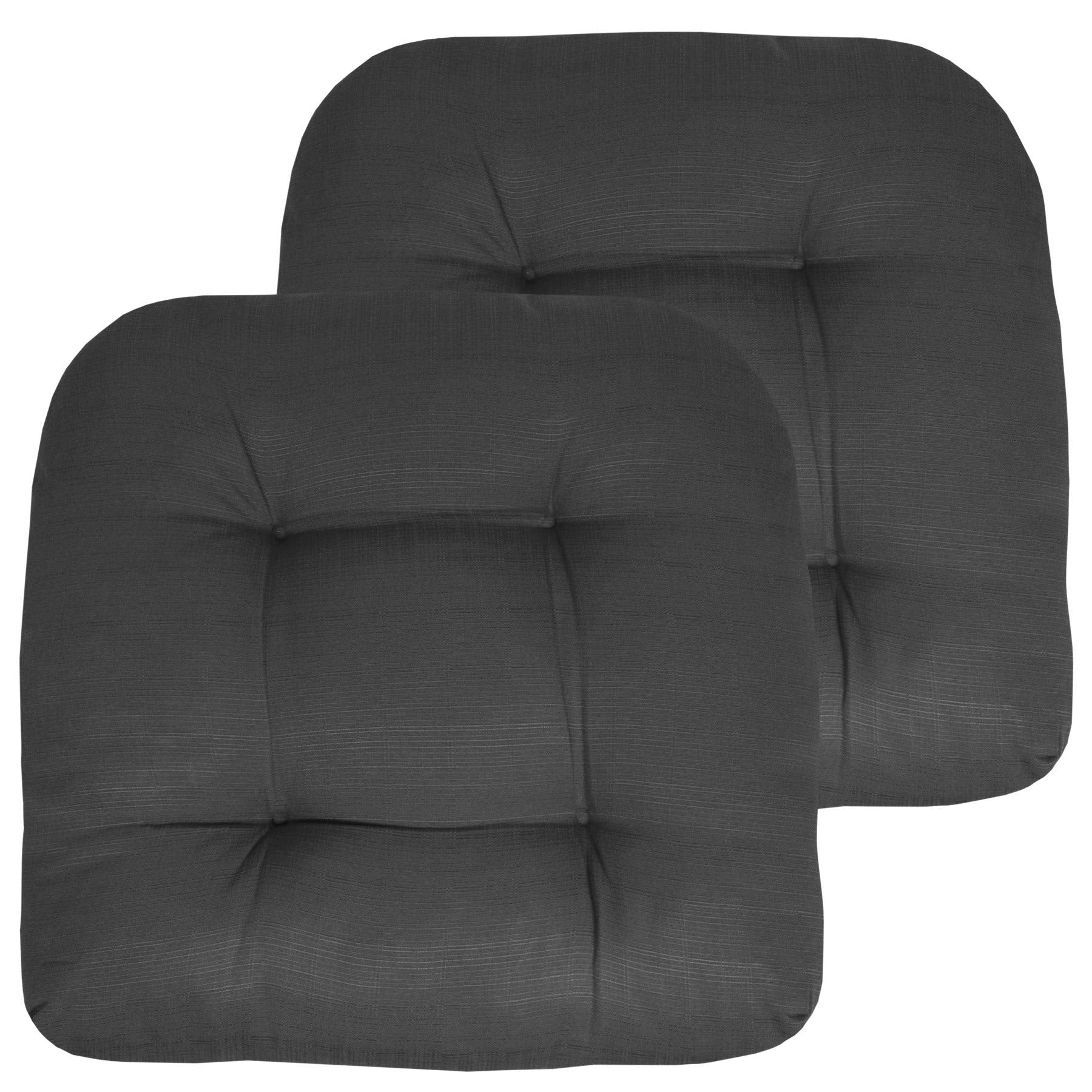 Sweet Home Collection Patio Cushions Outdoor Chair Pads Premium Comfortable Thick Fiber Fill Tufted 19 X 19 Seat Cover, 2 Count