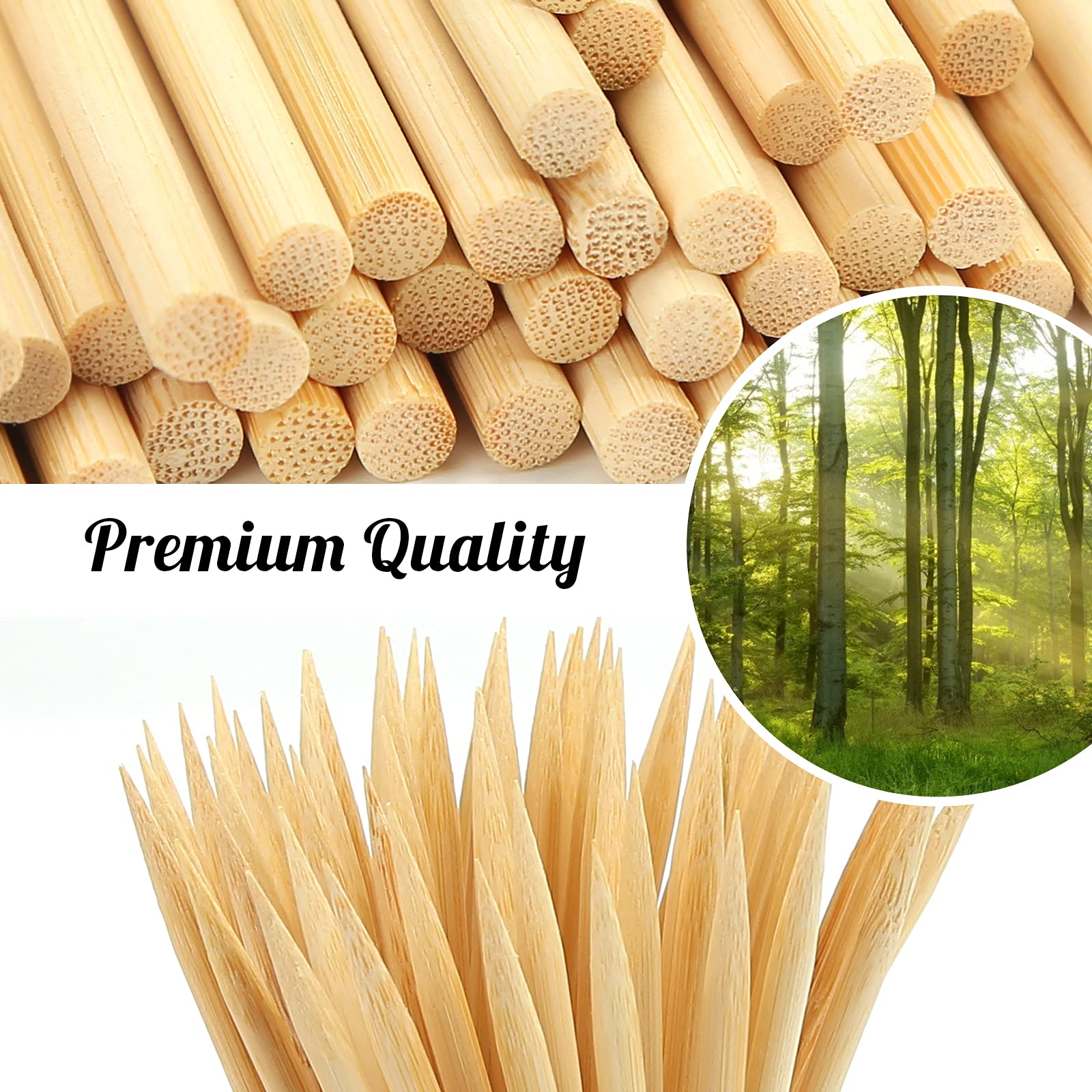 Hansgo Wooden Candy Apple Skewer Sticks, 5 Mm 7 Inches Birch Bbq Caramel Apple Sticks Cotton Candy Stick Rock Candy Stick Skewer