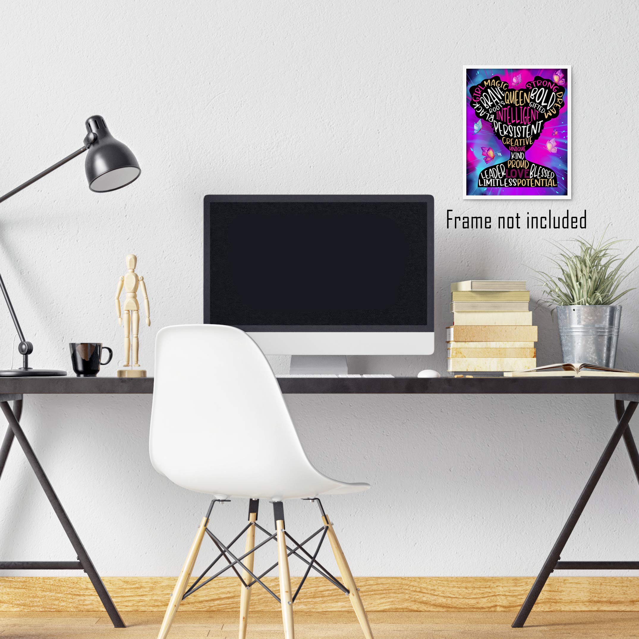 Brooke & Vine African American Black Girl Woman Wall Decor Gift Art Prints (Unframed 8 X 10) Teen Tween Girl Room Inspirational