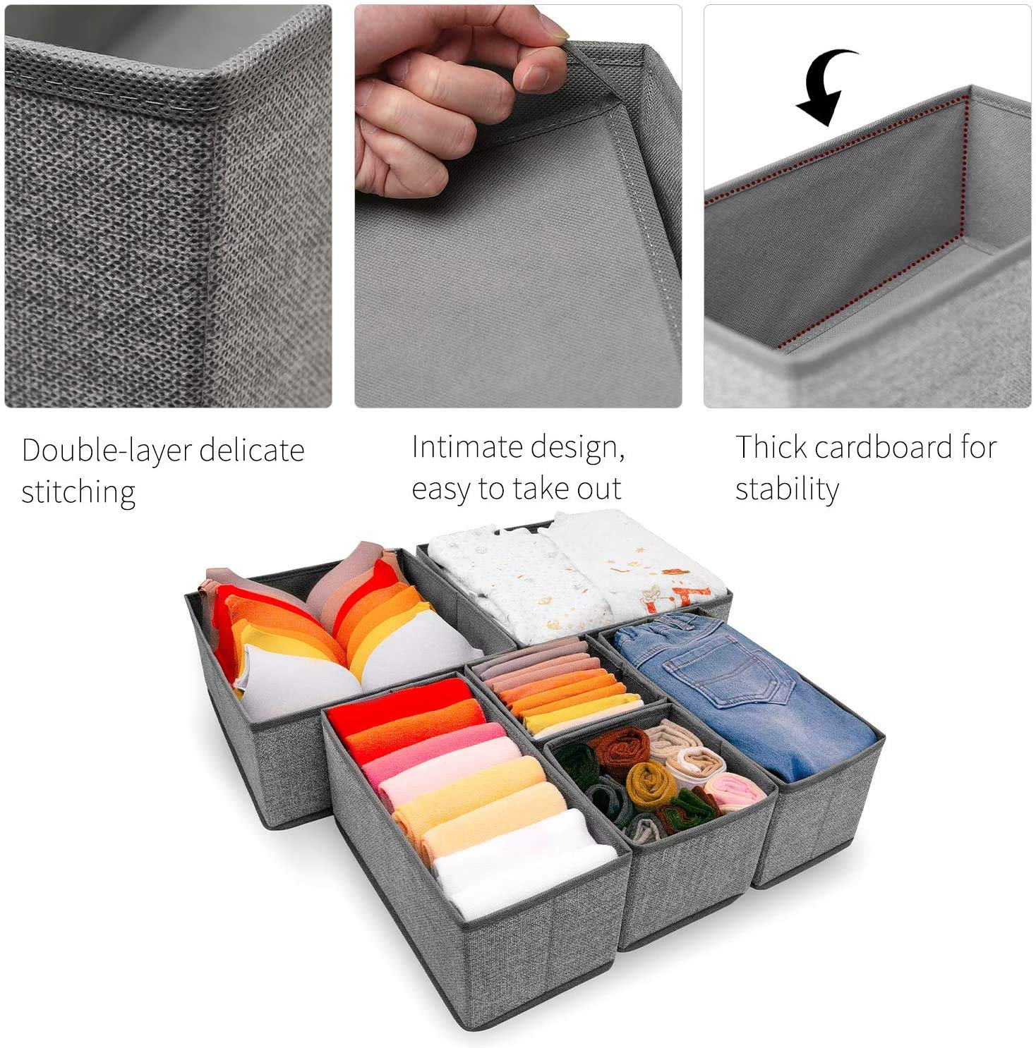 12 Pack Drawer Organizers for Clothing, Foldable Clothes Storage Box Closet Dresser Drawer Organizers Dividers, Bedroom Organiza