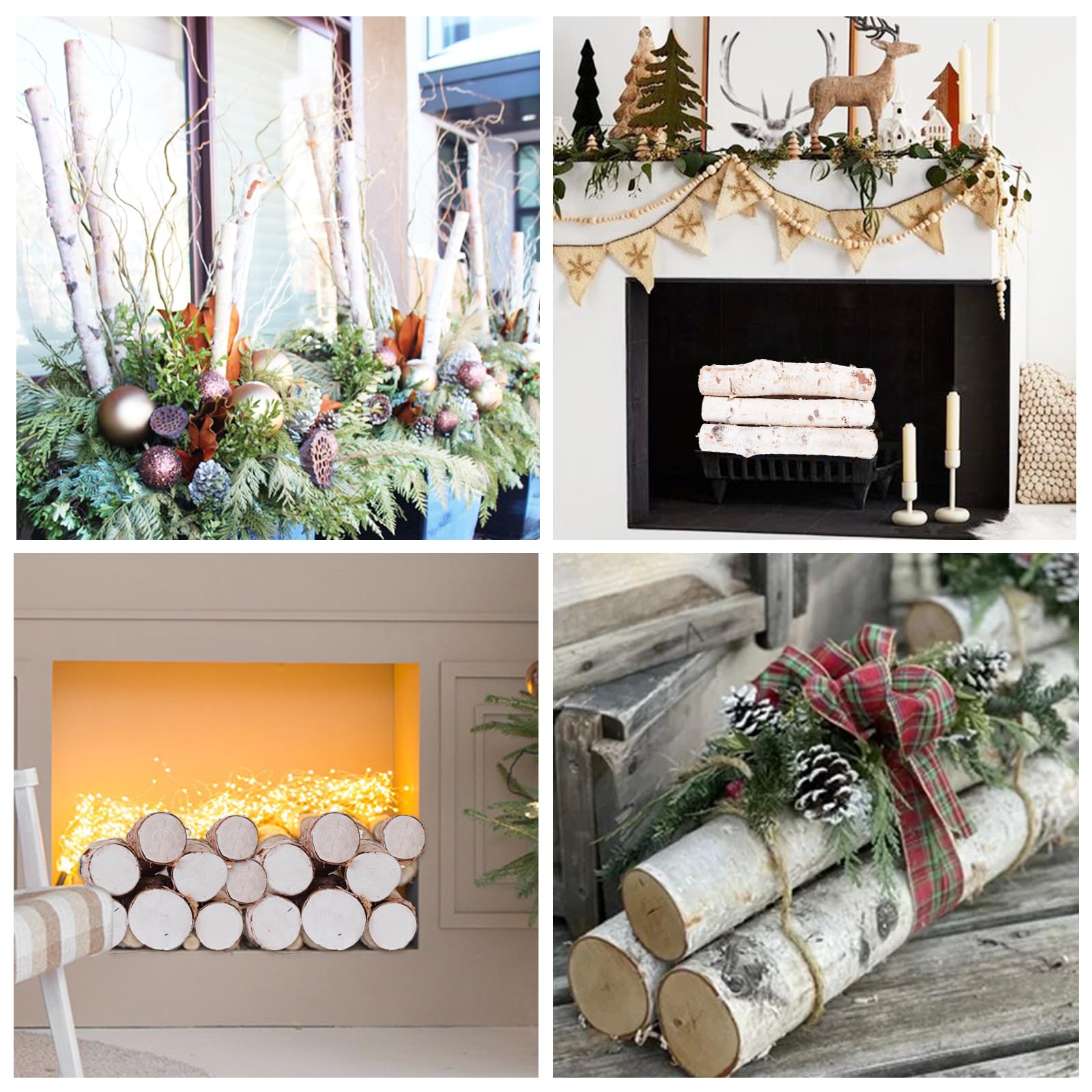 6 Pack Birch Logs Decorative Natural Birch Log For Decoration,Crafts,Diy,White Birch Logs For Fireplace Decor Firewood(Birch Log