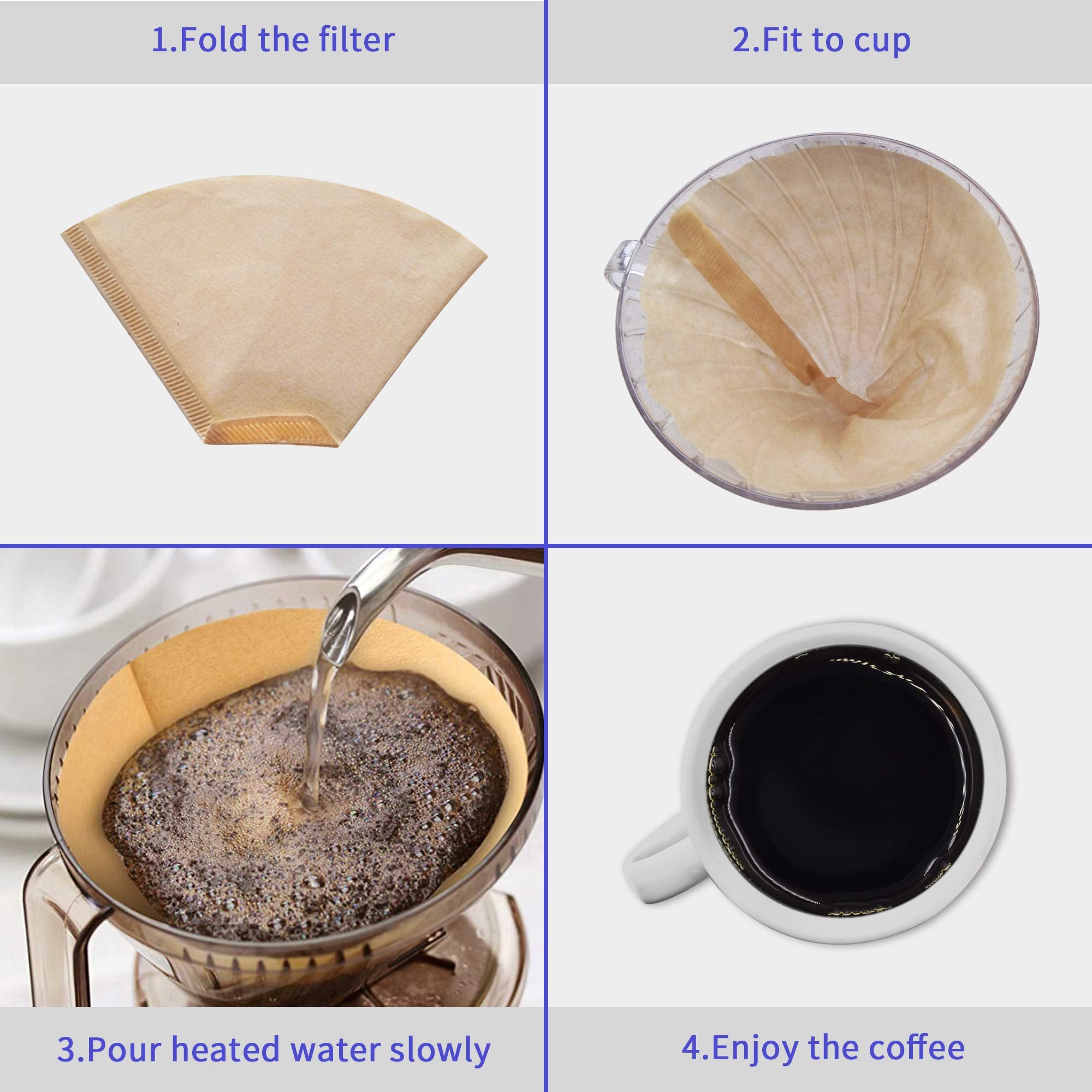 #4 Cone Coffee Filters, 100 Count Number 4 Disposable Coffee Filter Paper, 8-12 Cup Coffee Filter For Pour Over And Drip Coffee
