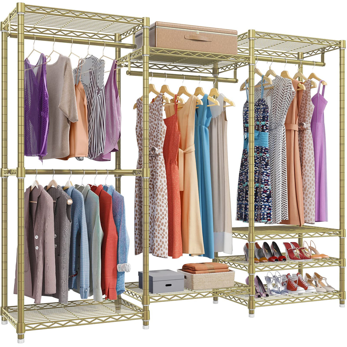 Vipek V5 Portable Closet Wardrobe Heavy Duty Clothes Rack, Freestanding Metal Clothing Rack Custom Closet Rack With 8 Adjustable