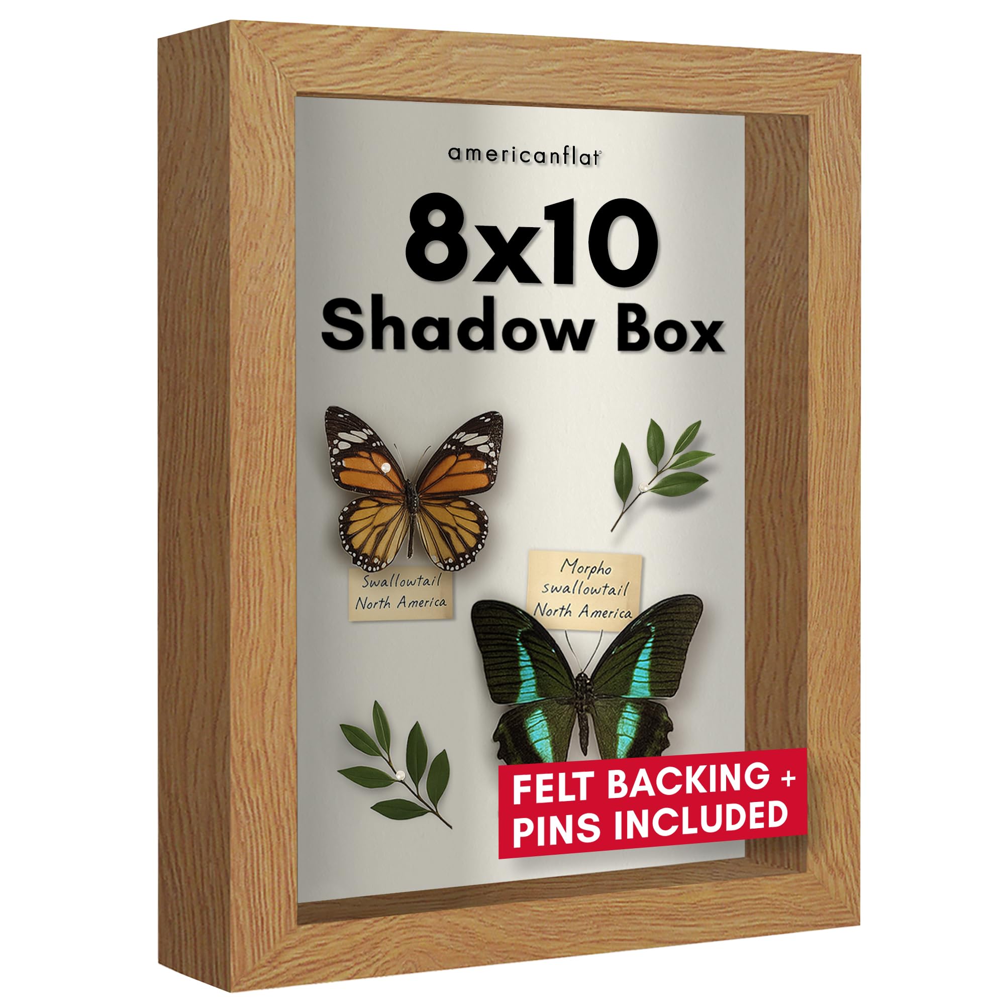 Americanflat 8x10 Shadow Box Frame with Shatter-Resistant Glass - Silhouette Collection - Large Shadow Box Display Case for Tabl
