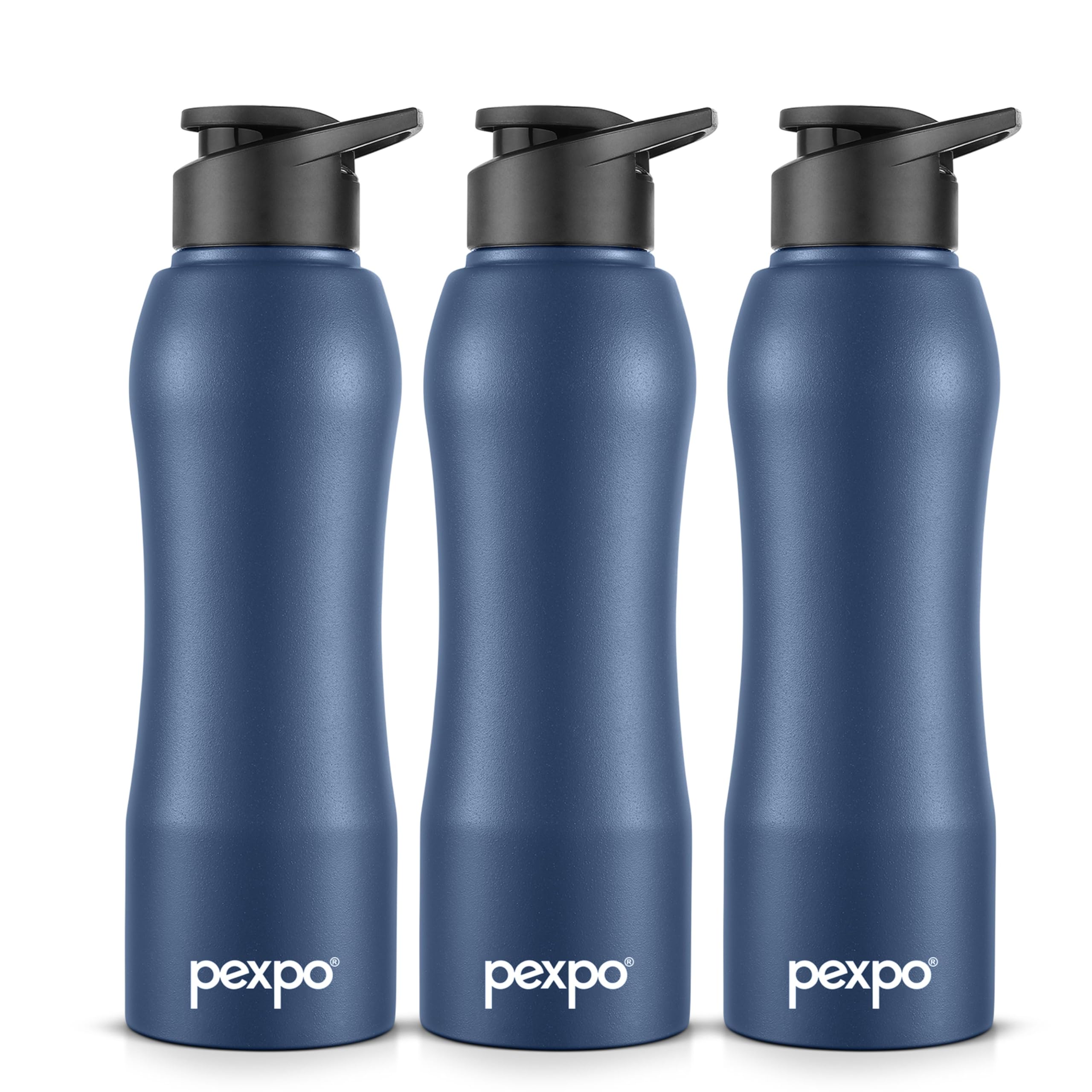 Pexpo Bistro Isi Certified Stainless Steel Fridge Cooling/Sports Sipper Water Bottle 750Ml, Crimson Red, Pack Of 3|Single Wall| 