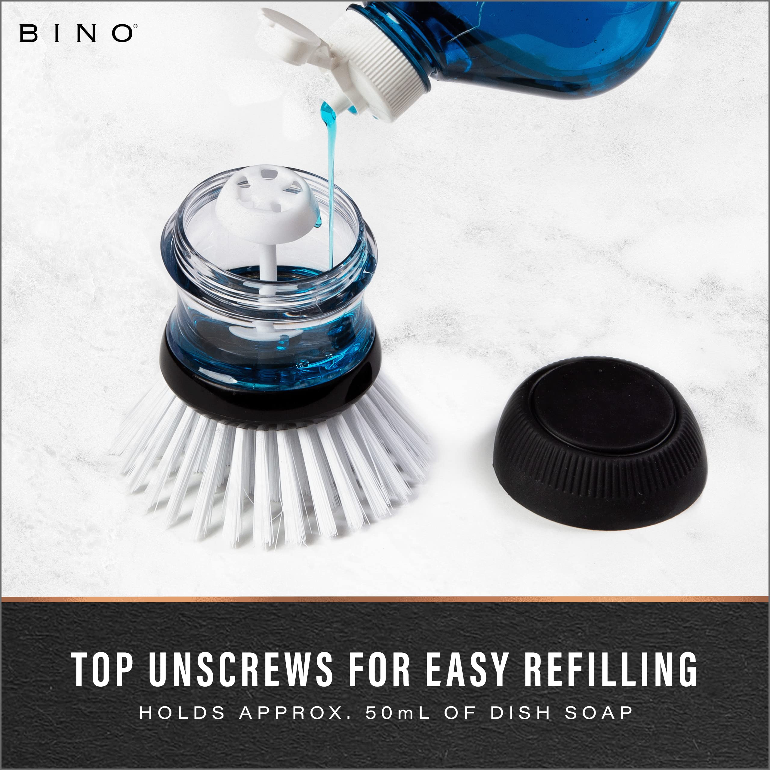 Bino Soap Dispenser Palm Brush | Round Dish Brush | Scrub Brush For Dishes | Wash Dishes Brush | Dish Scrubber | Nylon Scrubber