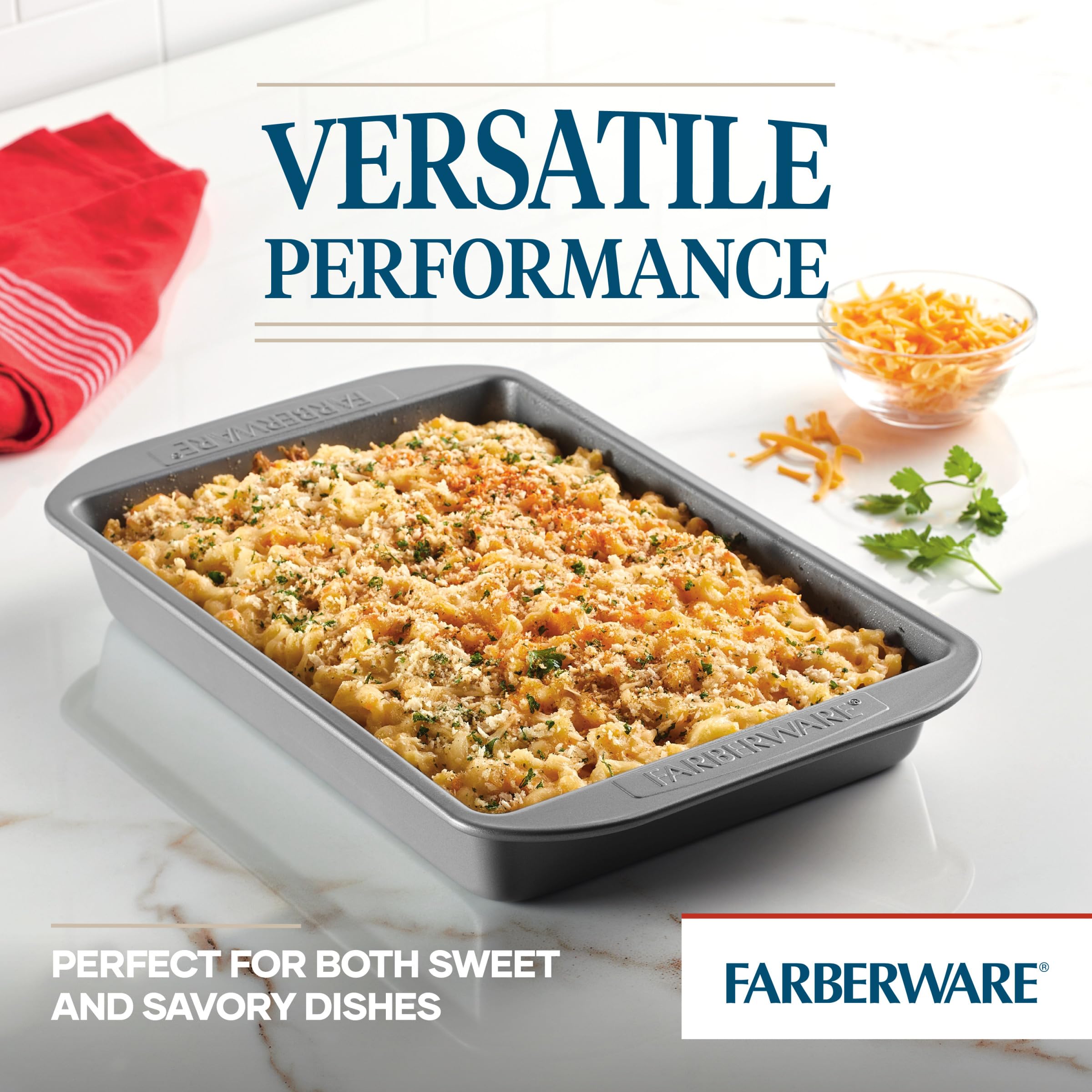 Farberware Nonstick Bakeware Baking Pan / Nonstick Cake Pan, Rectangle - 9 Inch X 13 Inch, Gray