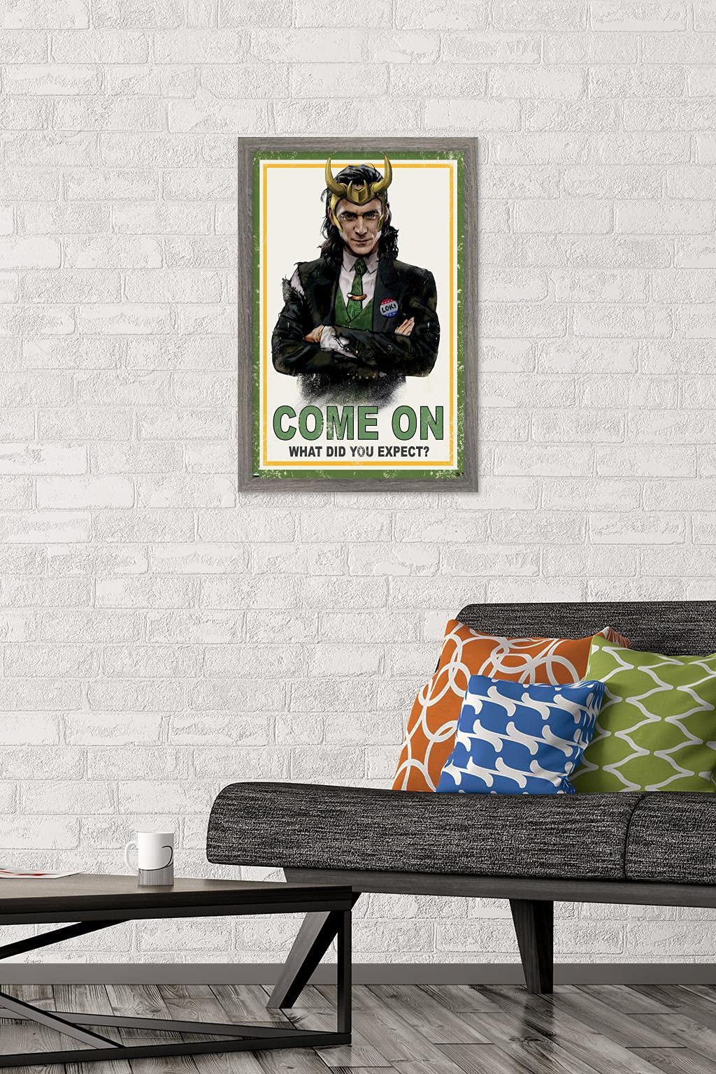 Trends International Marvel Loki-What Did You Expect Wall Poster, 14.725'' X 22.375'', Barnwood Framed Version