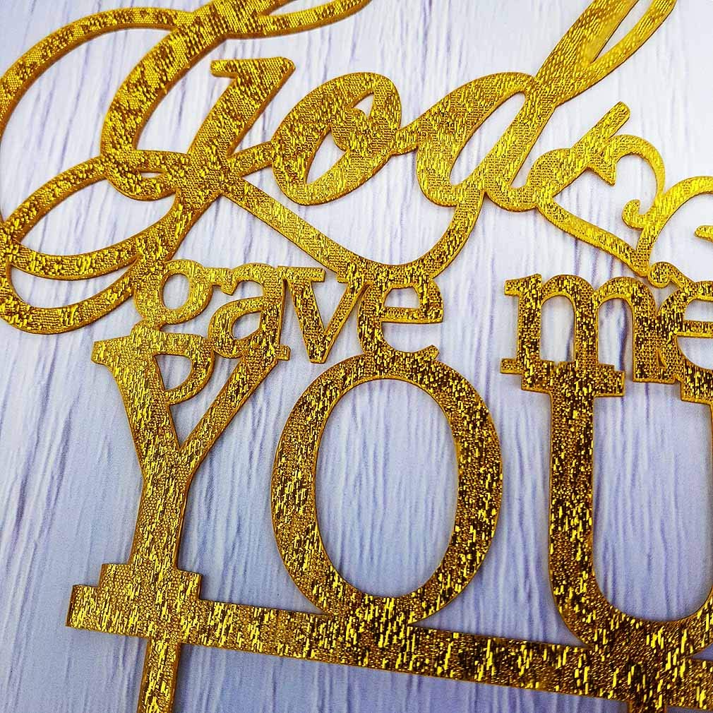 God Gave Me You Wedding Cake Topper for Wedding/Engagement/Marriage Party Decorations (Gold Glitter Acrylic)