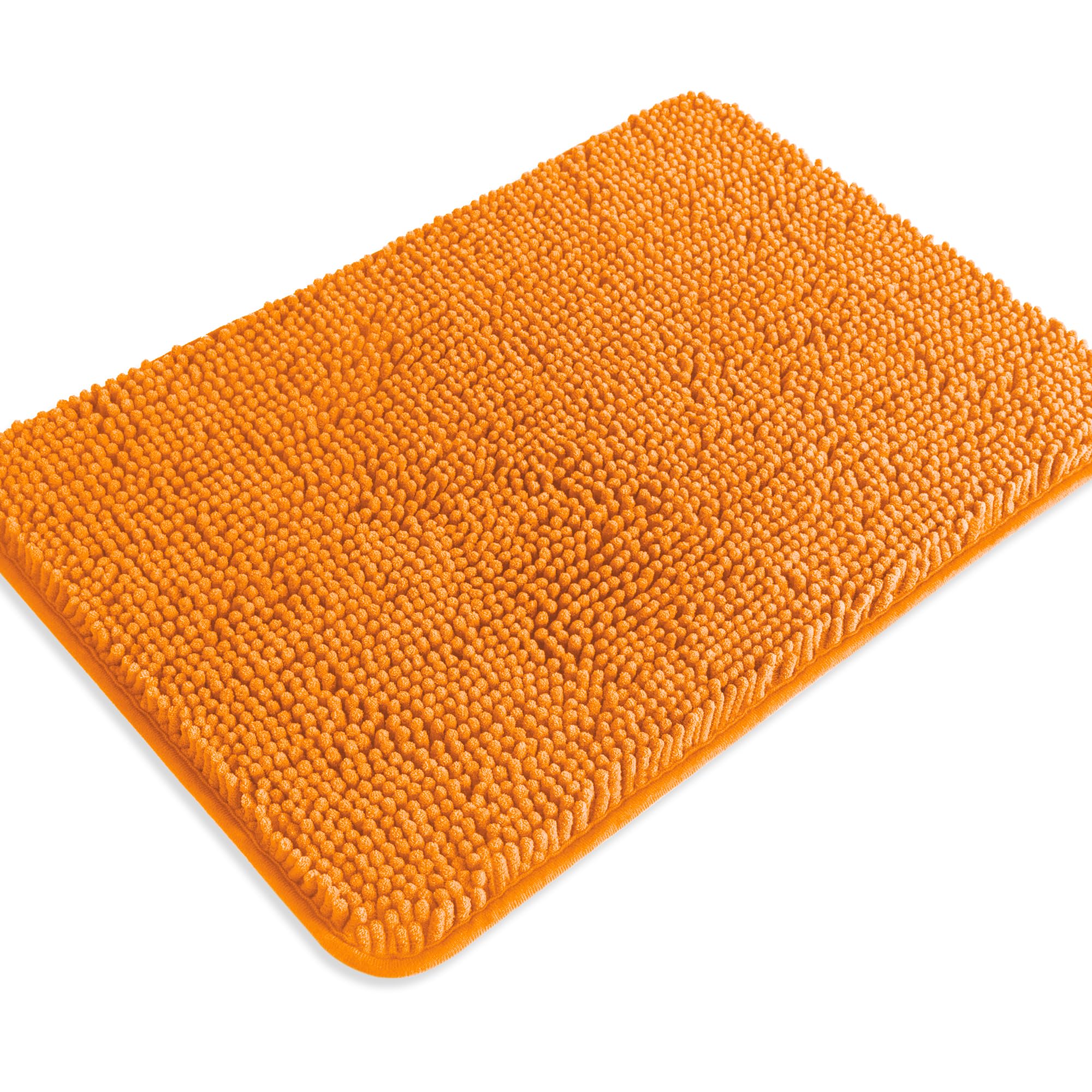 Pureswan Orange Bathroom Rugs - Absorbent And Washable Bath Mat, Non-Slip, Thick Soft Chenille Bath Rugs For Bathroom Floor, Sho