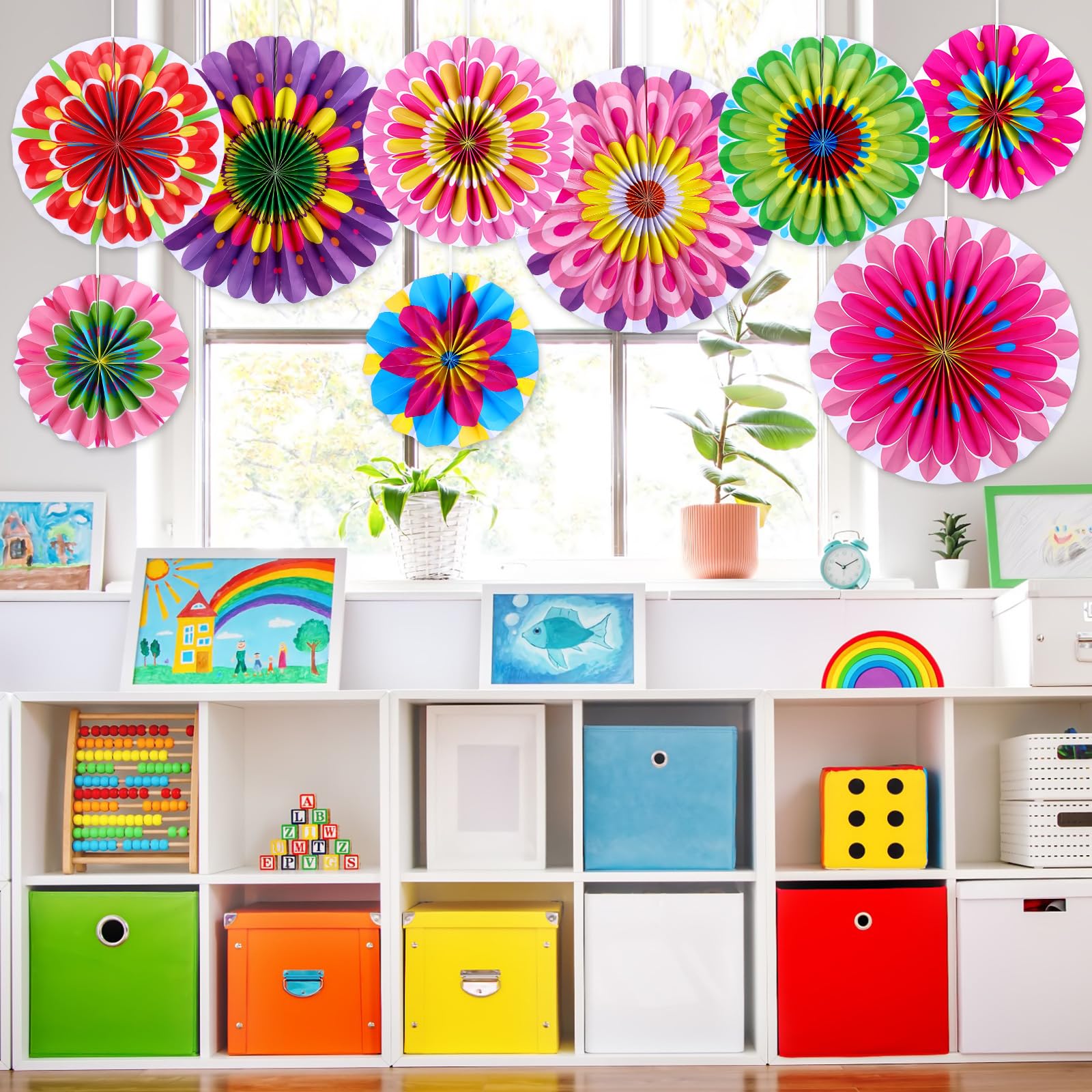 Motipuns 18 Pcs Mexican Party Decorations Fiesta Paper Fans Classroom Wall Decor Cinco De Mayo Decorations for Fiesta Party Deco