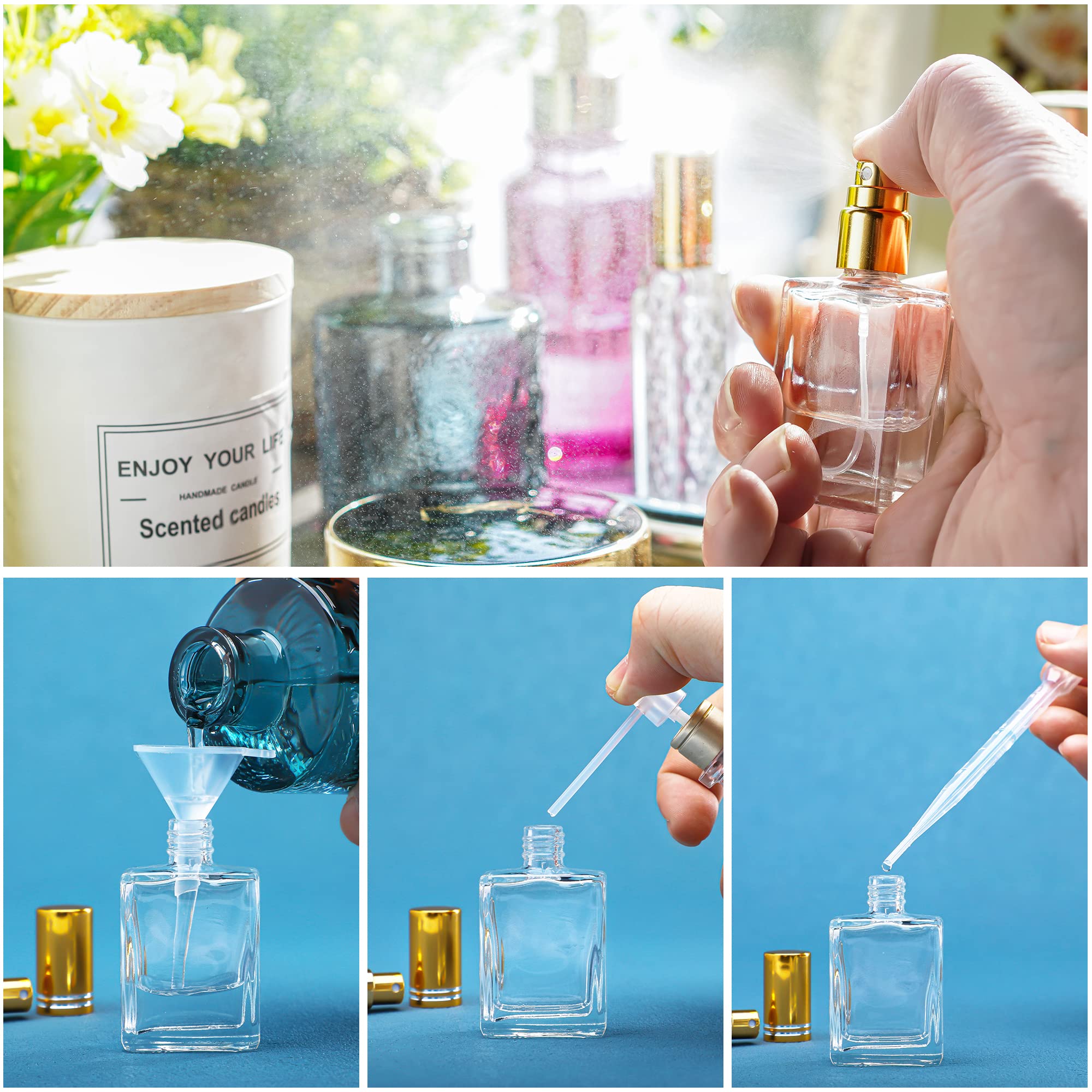 Yu Feng 12Pcs Clear Perfume Spray Bottles 15Ml Glass Fine Mist Sprayer Empty Spray Bottles Refillable Container Perfume Atomizer
