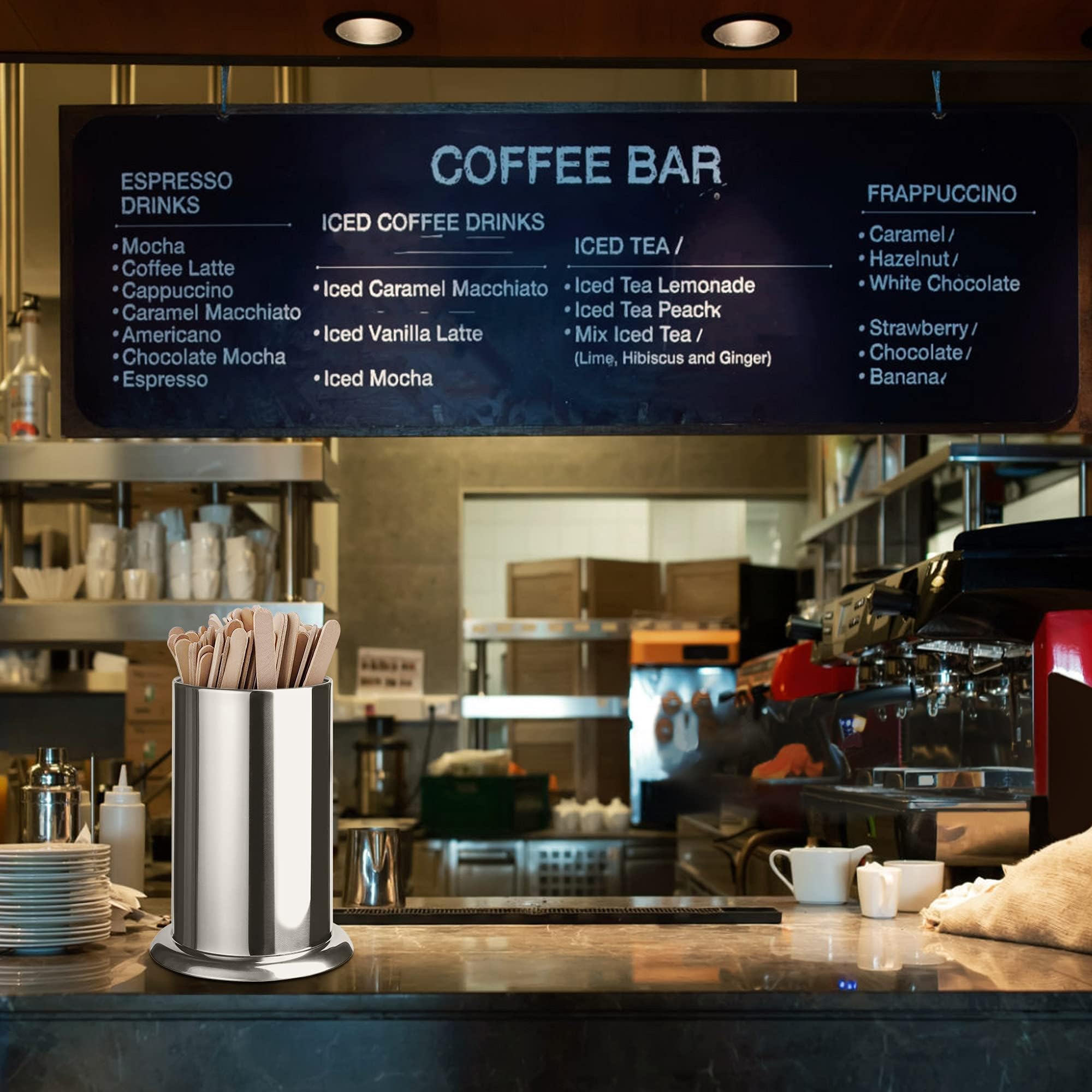Mylifeunit Straw Holder For Counter, Stainless Steel Coffee Stirrers Holder 67 X 49
