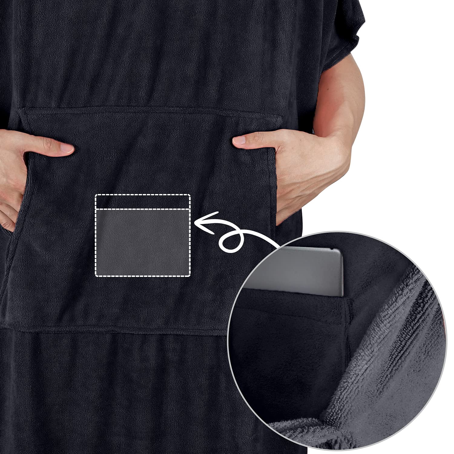 Catalonia Microfiber Surf Poncho with Pocket  Absorbent Change Towel Robe for Outdoor Sports  Swimming  Camping  Hiking  Cycling  Gym  Fitness  Skiing -Soft  Quick Drying