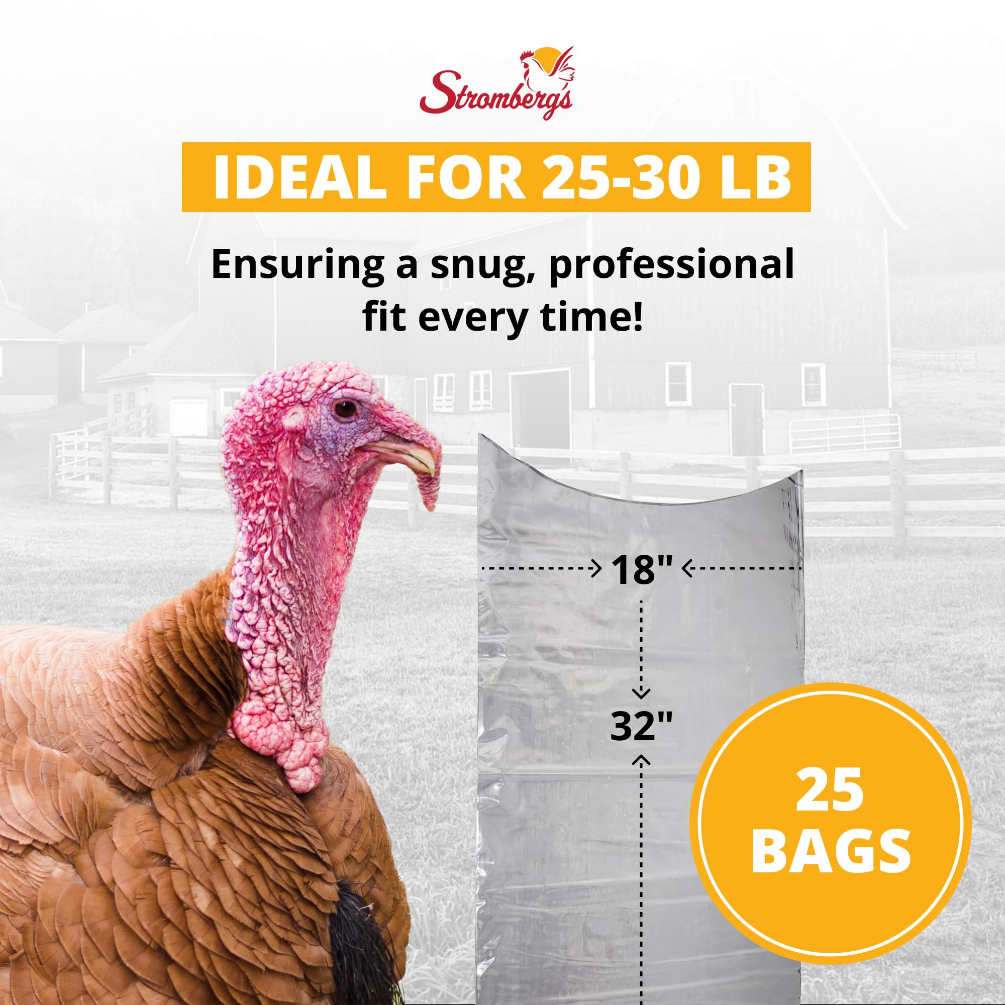 Stromberg's Heat Shrink Bags Large Turkey Bags-25 Clear Freezer Safe  18''x32''