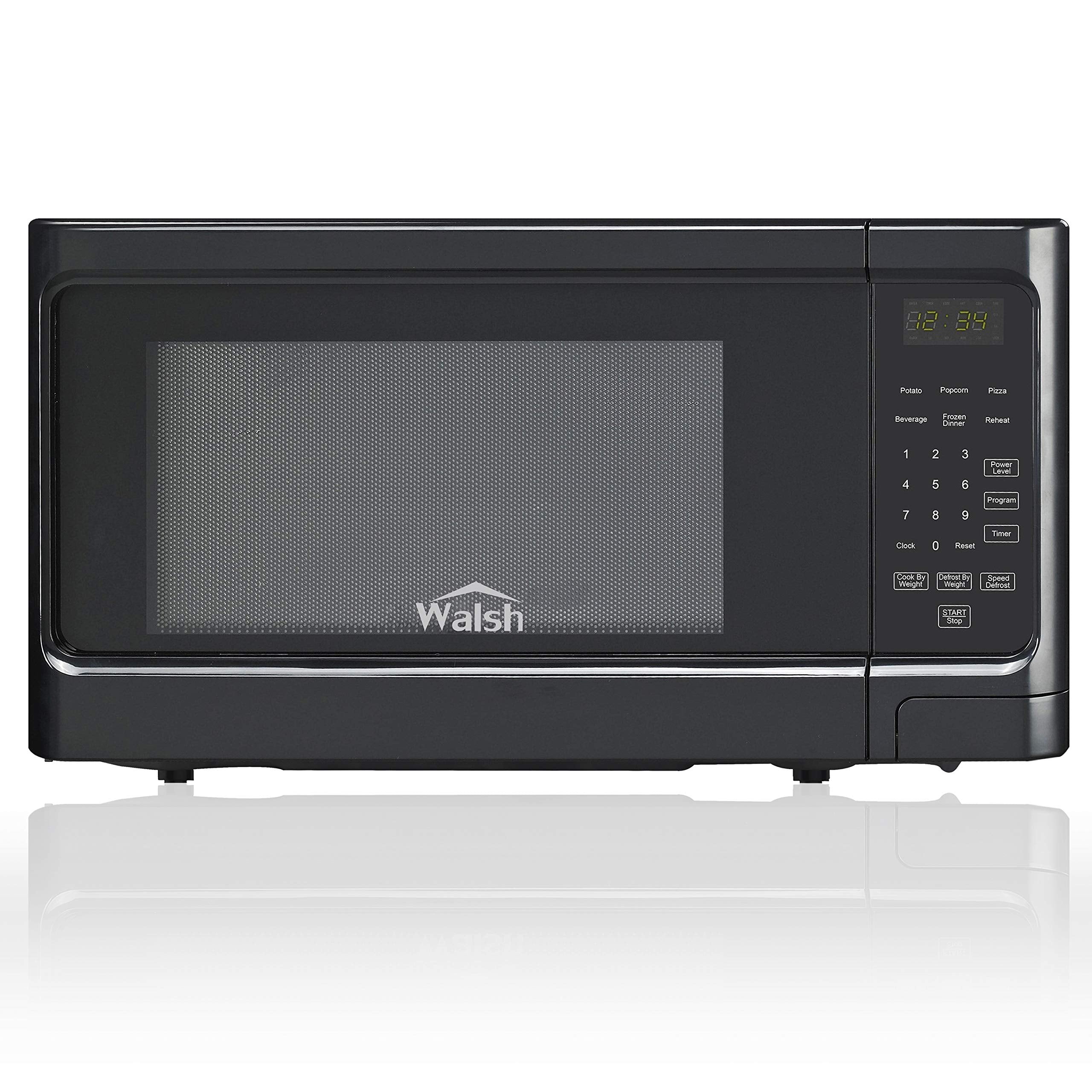Walsh Wscms311Bk-10 Countertop Microwave Oven, 6 Cooking Programs Led Lighting Push Button, 1.1 Cu.Ft/1000W, Black