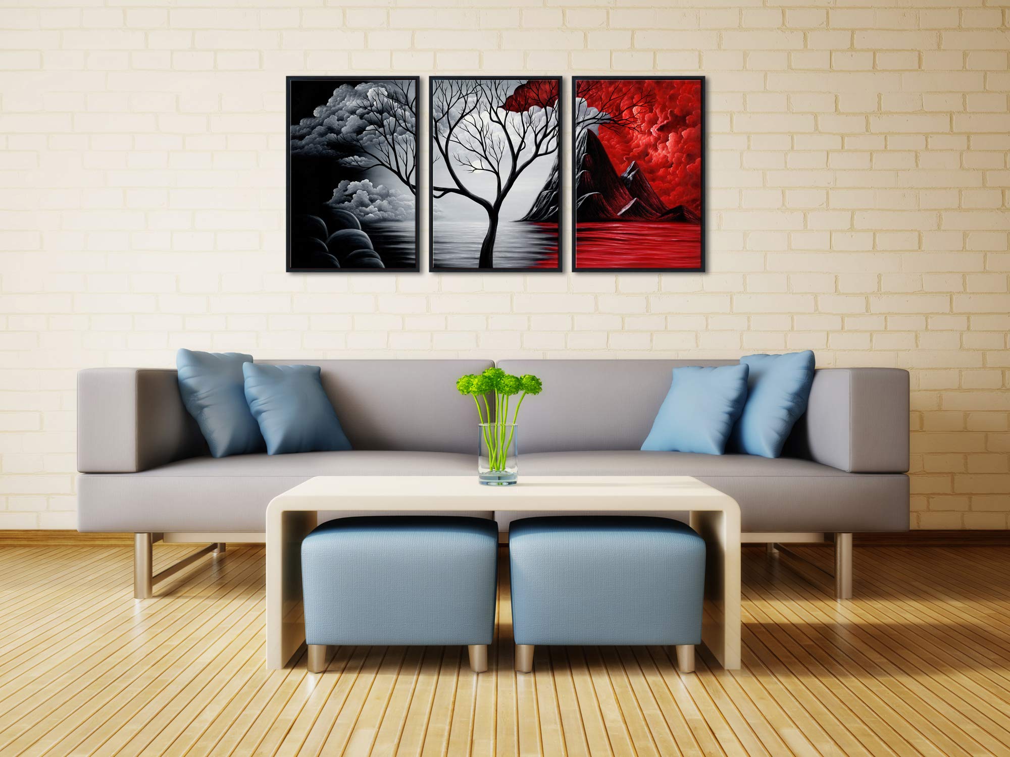 Wieco Art Large Size Framed Art Canvas Art Prints Wall Art The Cloud Tree Abstract Pictures Paintings For Bedroom Home Office De