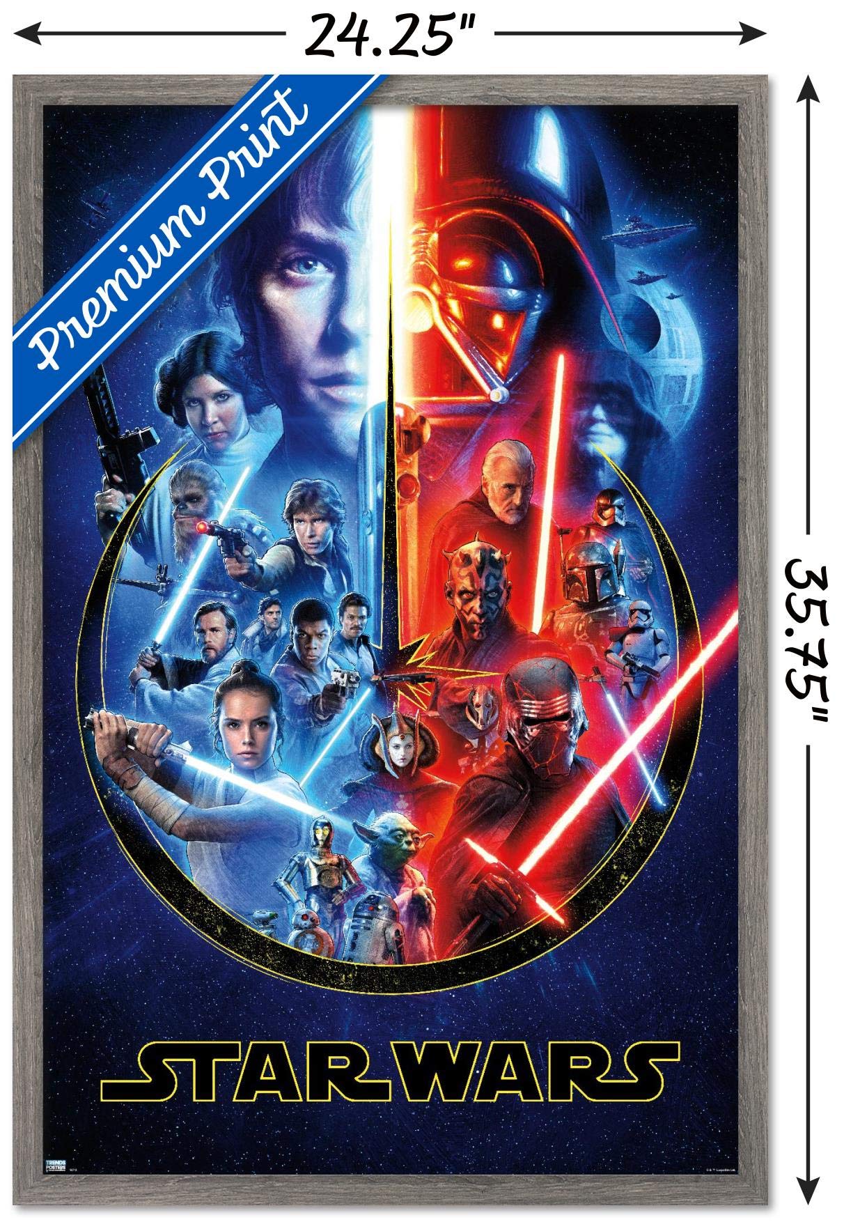 Trends International Star Wars - Skywalker Saga Wall Poster, 22.375'' X 34'', Barnwood Framed Version