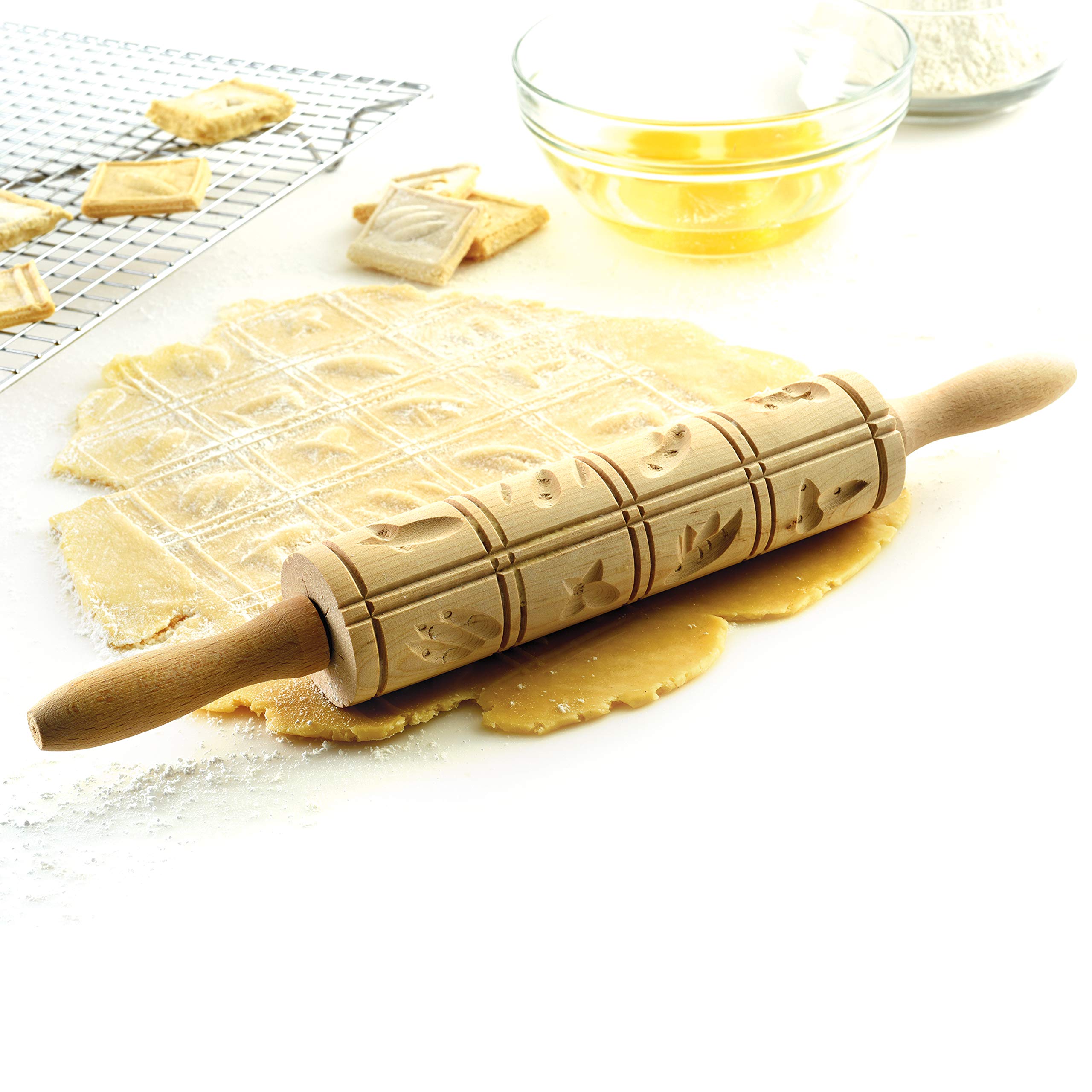 Norpro Springerle Wooden Rolling Pin, 10", Light Brown - Model 3083, Perfect for Baking and Cookie Decorating