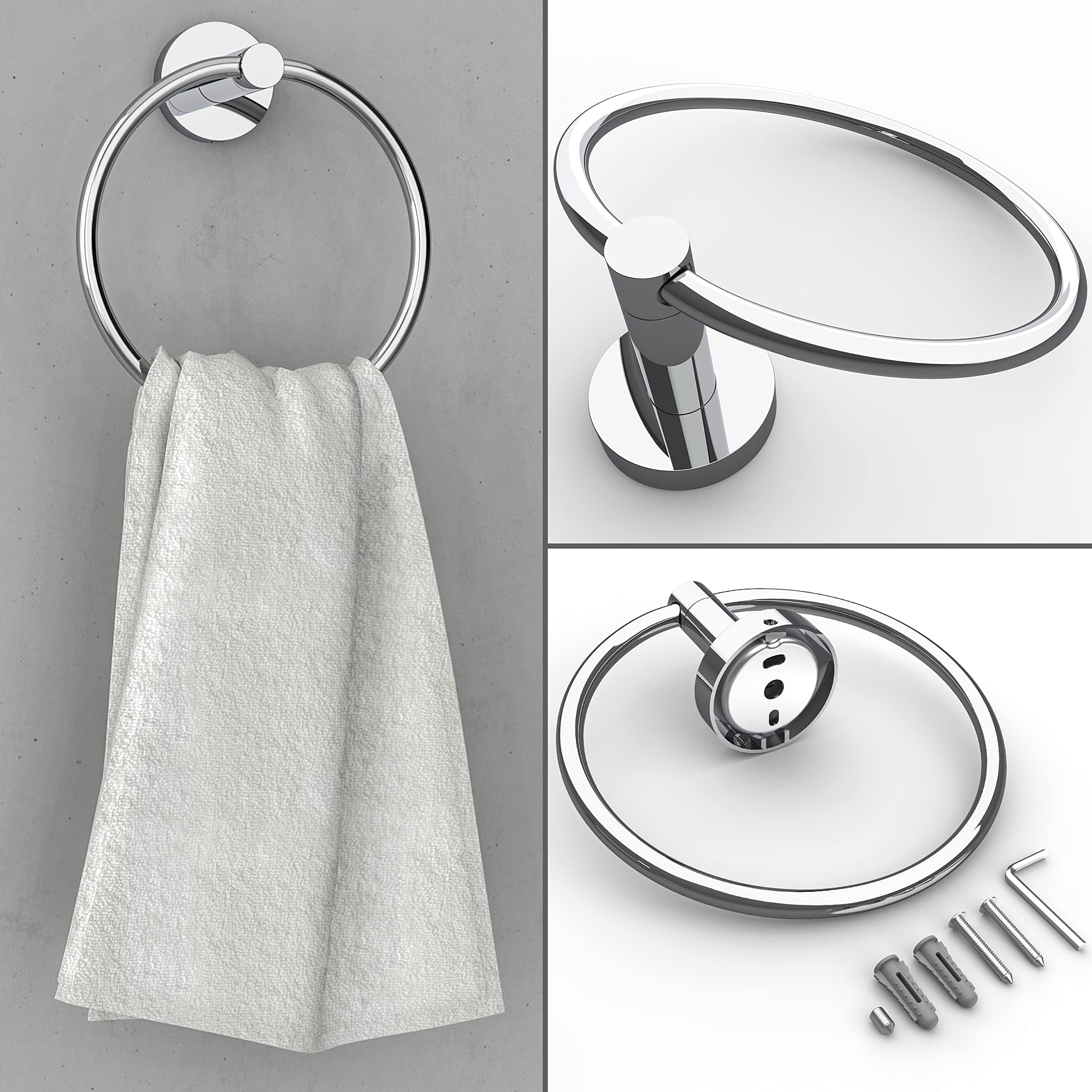 Rarxtr Polished Finish Toilet Paper Holder & Towel Ring Sus304 Stainless Steel 2Pc Bathroom Hardware Set With Double Post Pivoti