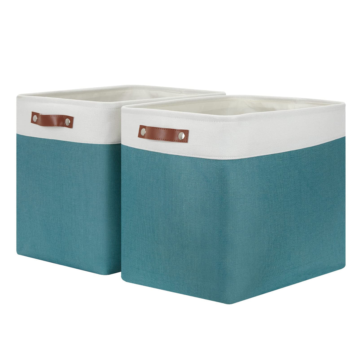 Hnzige Large Canvas Organizer Baskets For Organizing, Rectangular Shelf Baskets With Handles, Collapsible Linen Storage Basket F