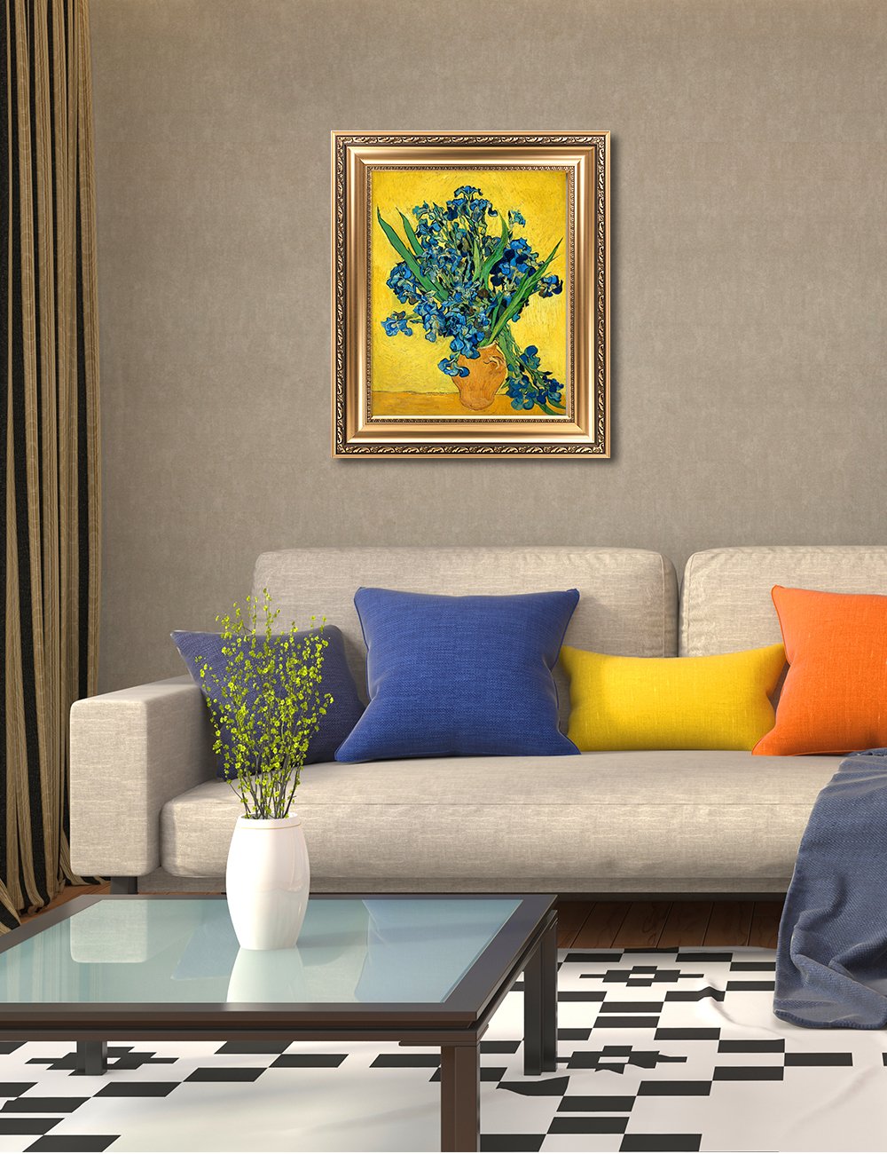 Decorarts - Irises Vase Flower, Vincent Van Gogh Art Reproduction. Giclee Prints Match With Golden Framed For Wall Decor. Pictur