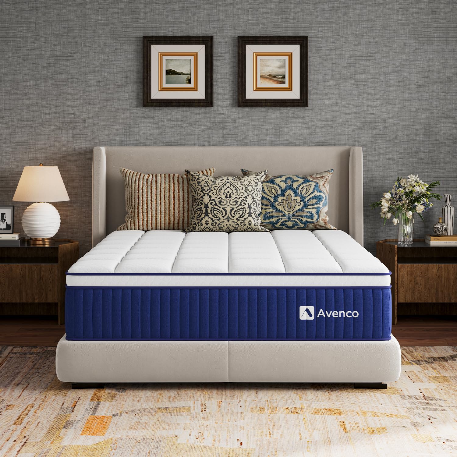 Avenco 14 Inch Queen Mattress, Queen Hybrid Mattress with Gel Infused Memory Foam and Smarts Coil Pocket Spring, Spinal Alignmen