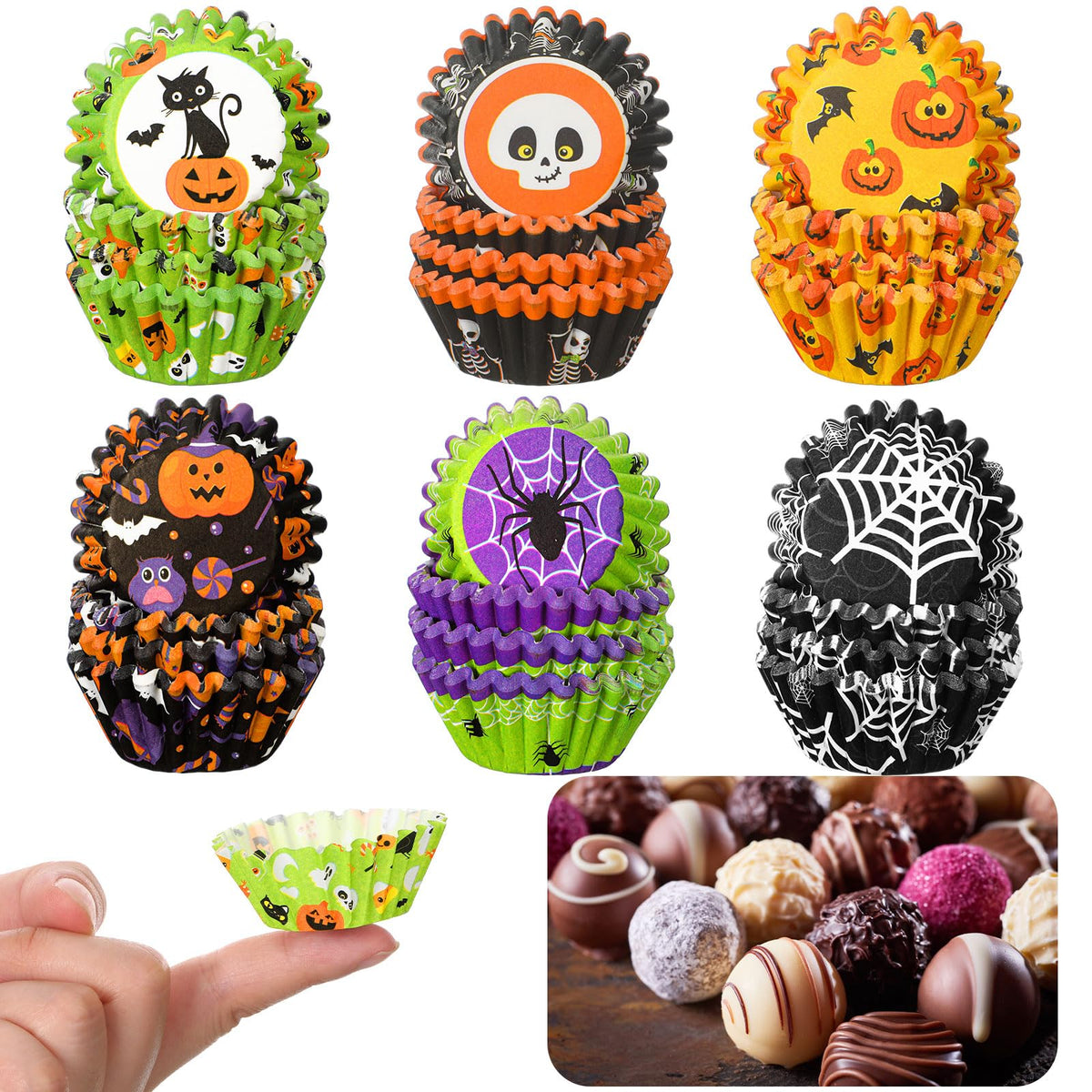 600 Pcs Halloween Mini Cupcake Liners Halloween Candy Cups Halloween Baking Cups Muffin Liners For Halloween Party Decorations S