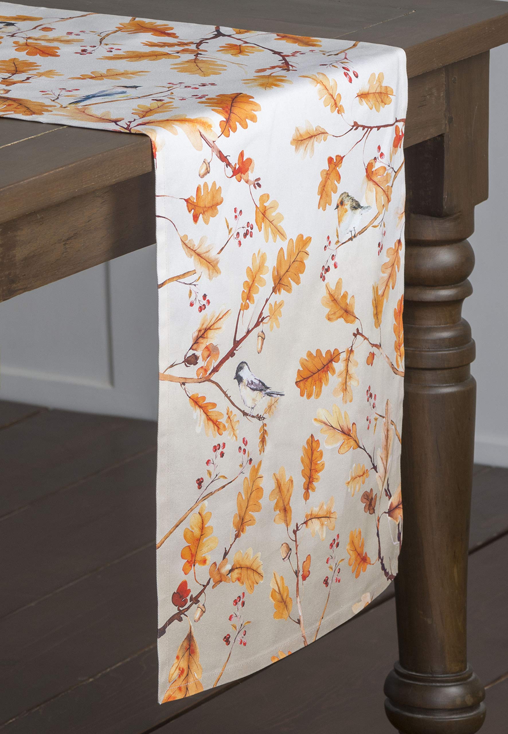 Maison D' Hermine Tablerunners 100% Cotton Decorative Tablerunner Table Cover, Holiday, Dinner, Wedding & Dining, Oak Leaves (Si