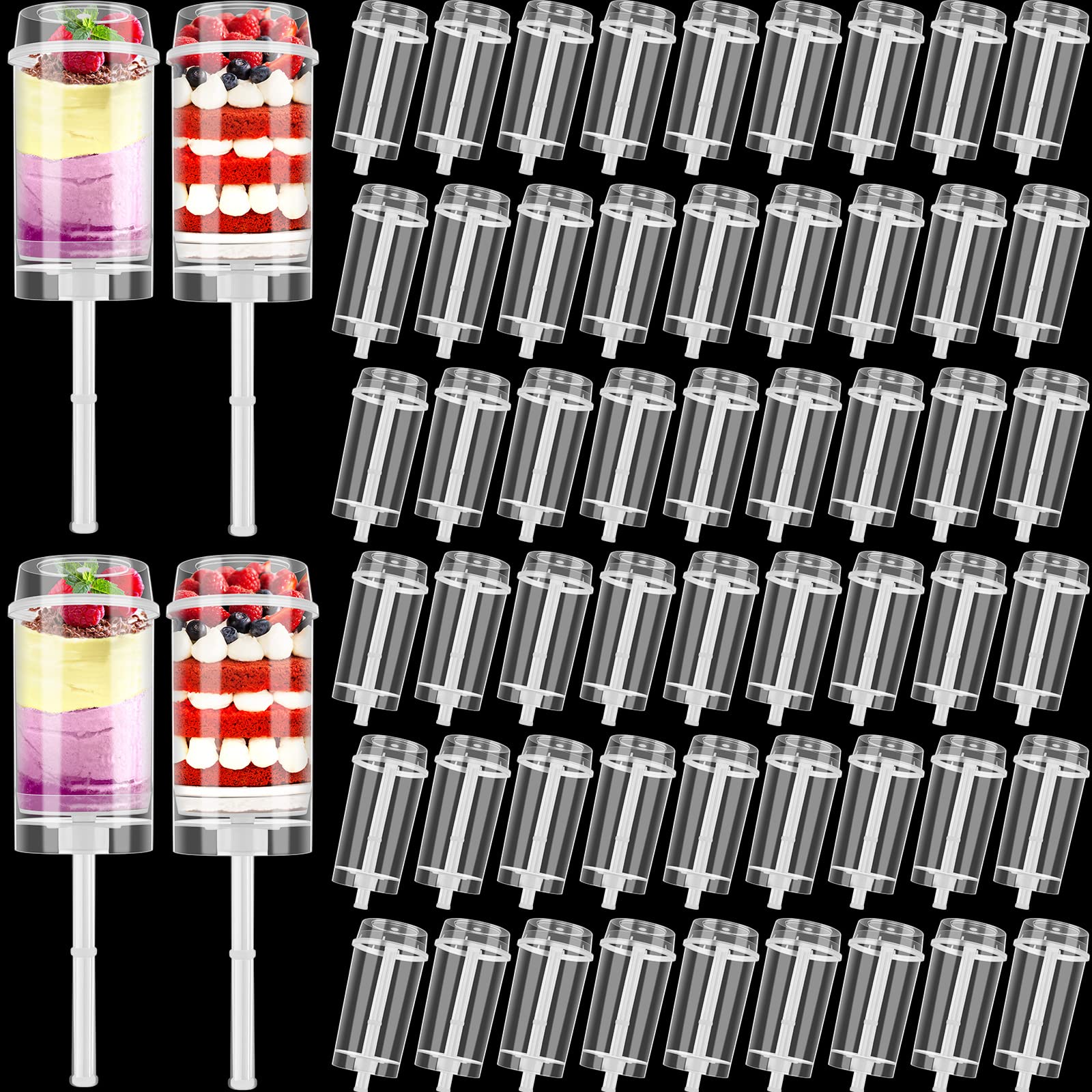 Lenwen Push Pop Containers Push Cake Pop Shooter Clear Plastic Containers Push Pop Containers With Lids, Base And Sticks For Bir