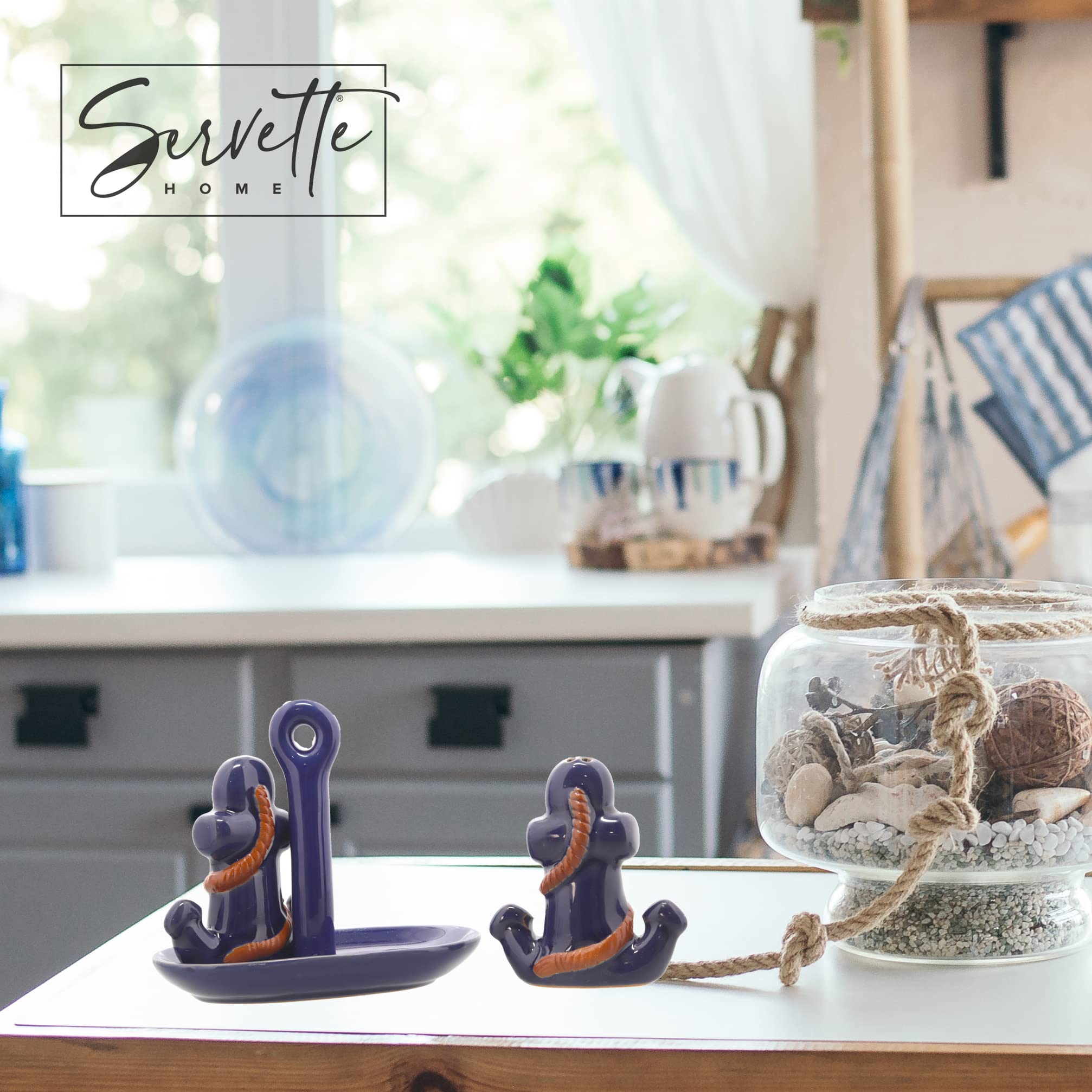 Ceramic Salt & Pepper Shakers Collectors Kitchen D  Cor With Tray - Anchor