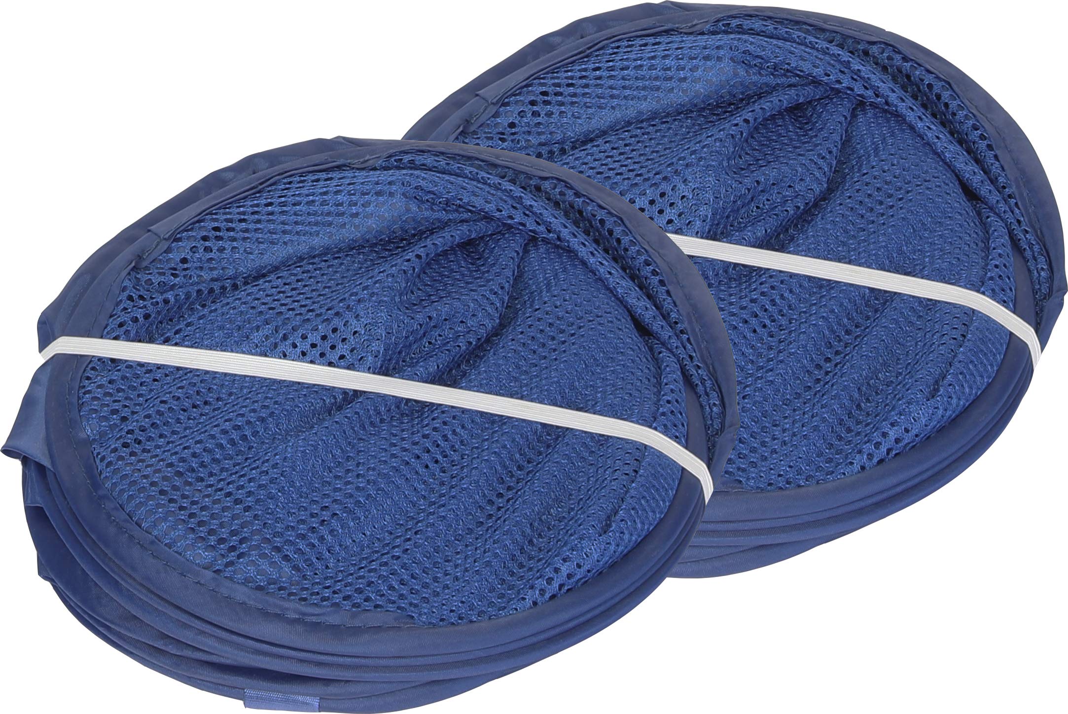 2 Pack - SimpleHouseware Mesh Pop-Up Laundry Hamper Basket with Side Pocket  Dark Blue