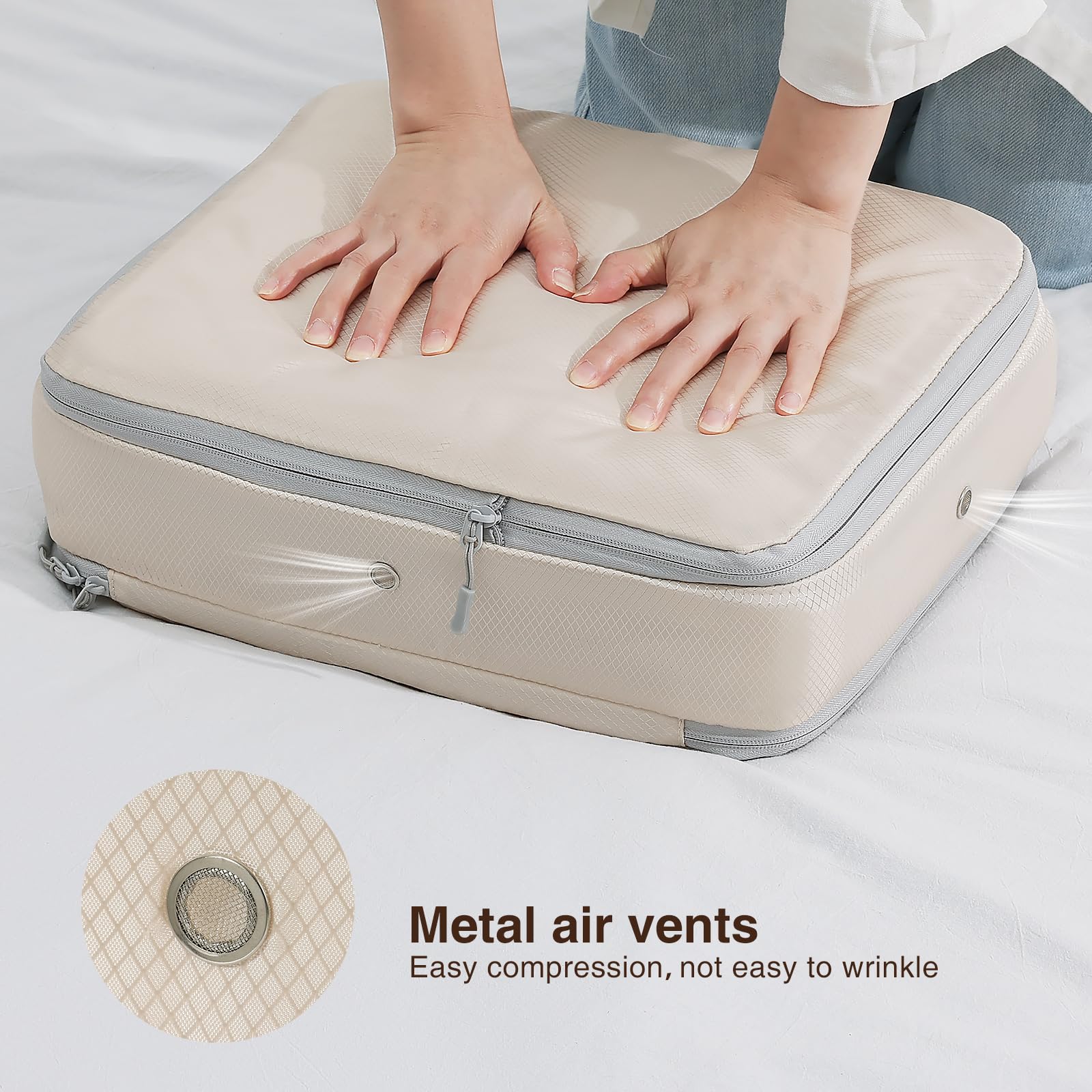 DIMJ Clothes Storage Bag 8 Pack, Compression Storage Bags for Sweater, Closet, Sheet Storage Organizer with Window Handle, Compr