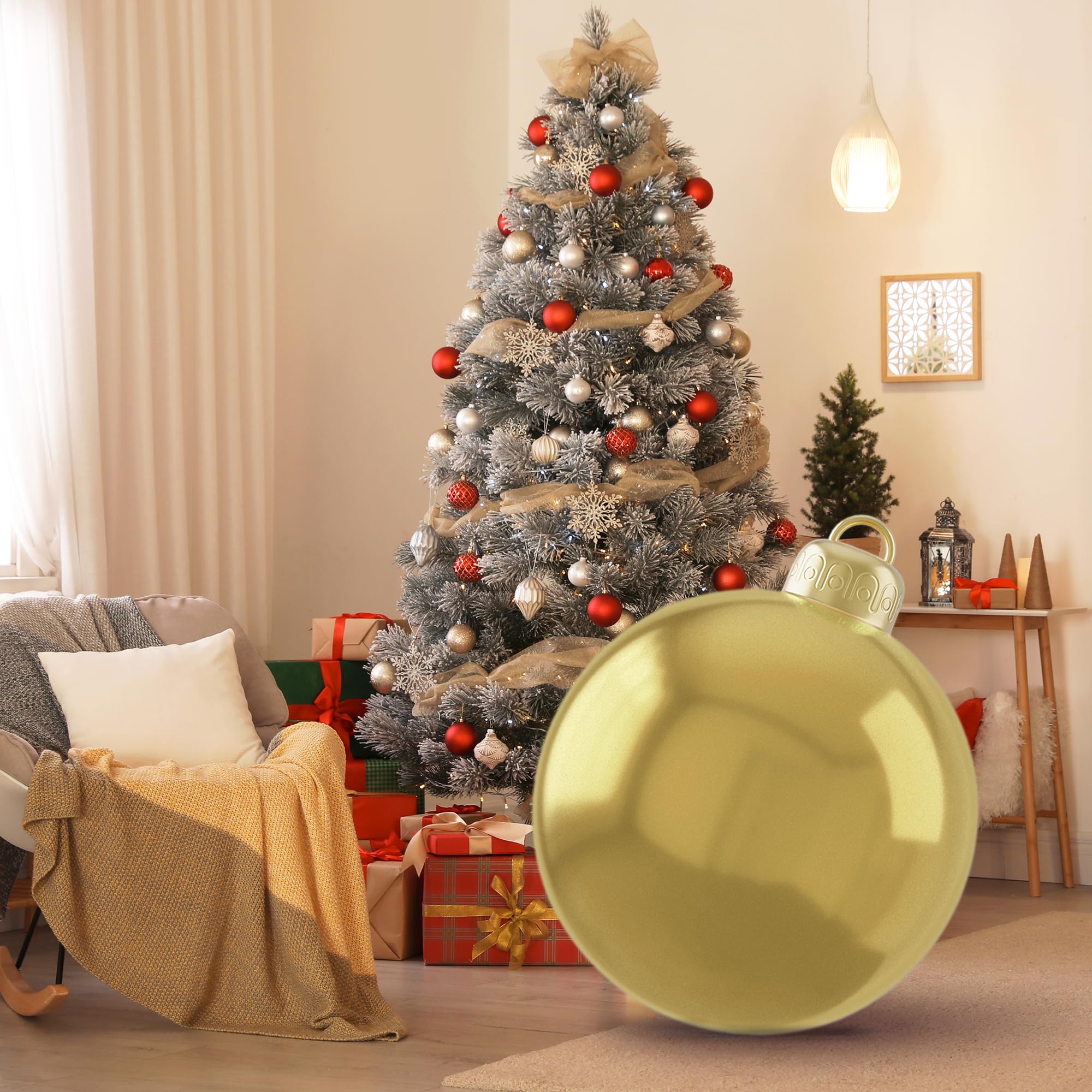 24 inch Outdoor Inflatables Ornaments Ball Xmas Inflatable Decorated Balls, Christmas Outdoor Decorations Balls Large Christmas