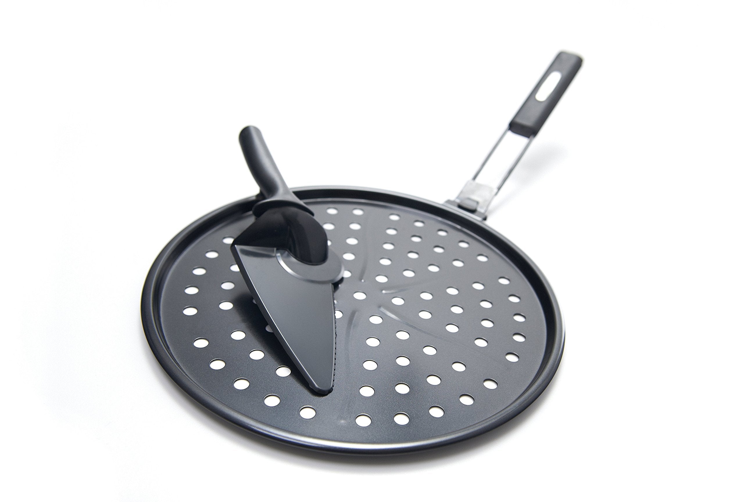 Grillpro 98140 Non-Stick Pizza Grill Pan Includes Pizza Cutter/ Server, 12-Inch Diameter