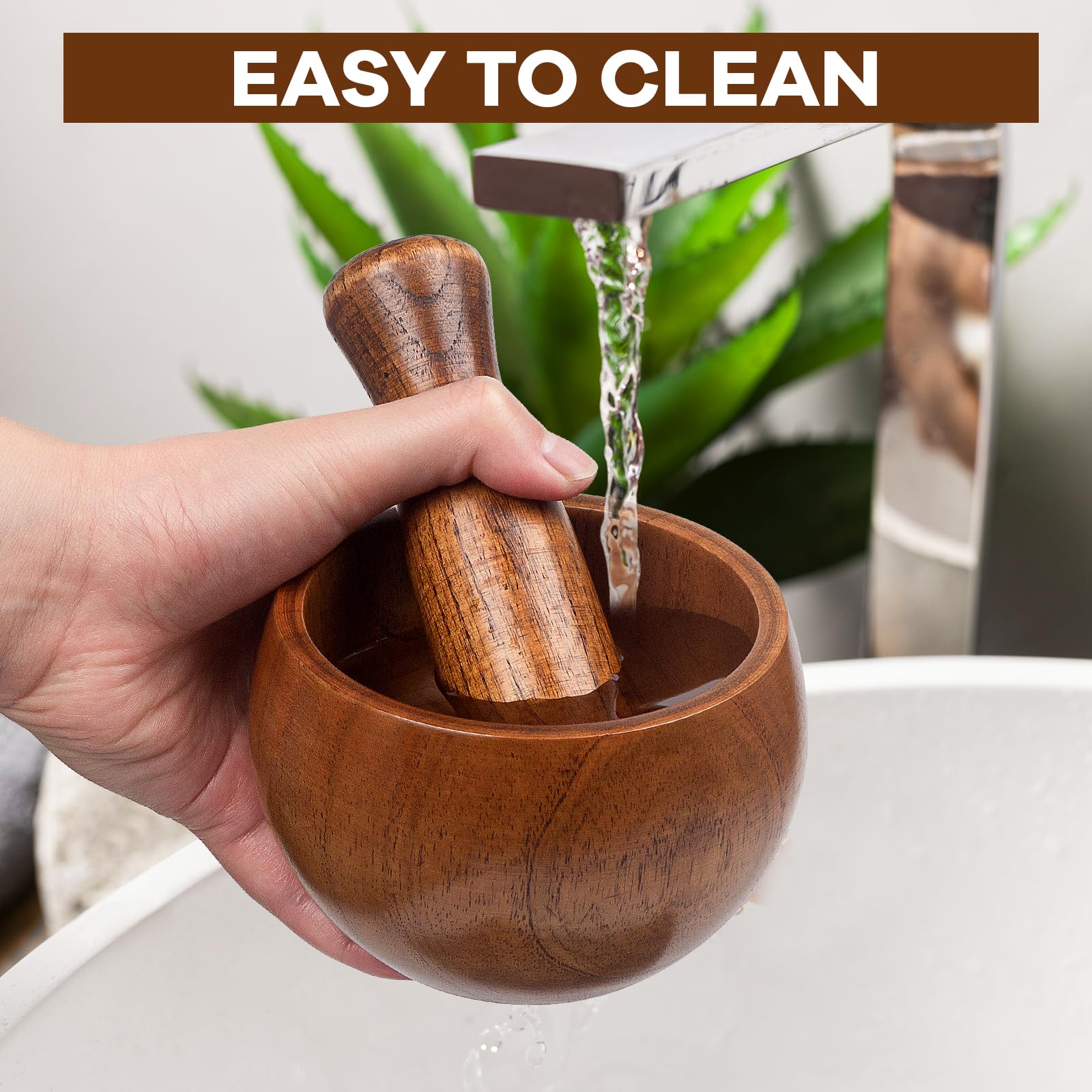 Hisize Wood Mortar And Pestle Set, Wood Grinder Bowl For Guacamole, Salsa, Herb Crusher And Pill