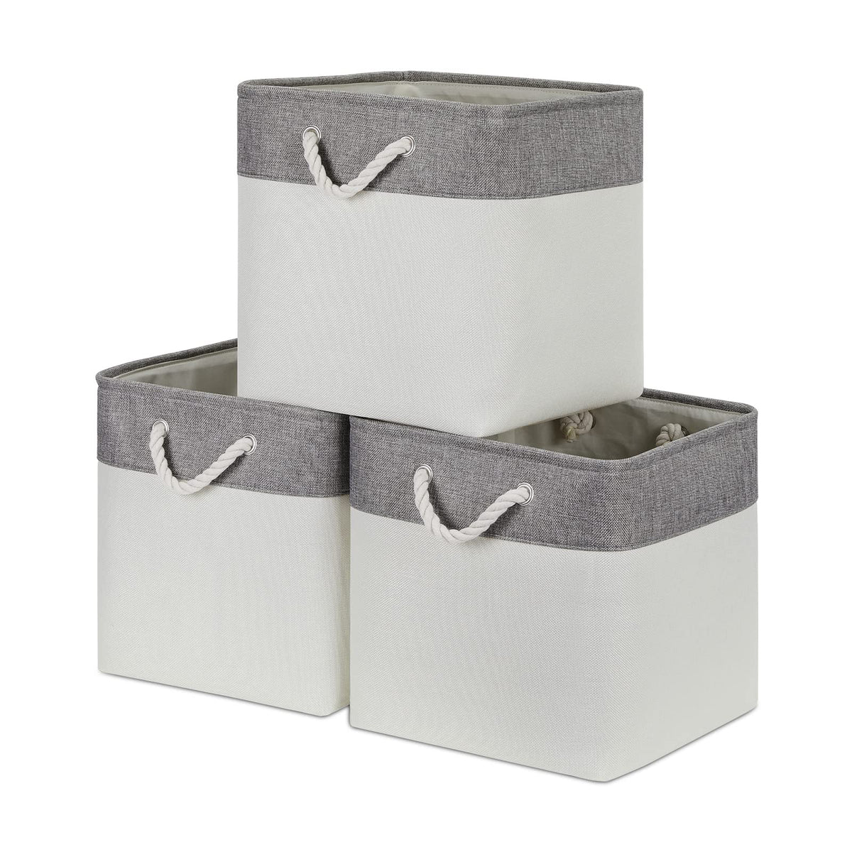 Bidtakay Fabric White Baskets For Shelves Set Of 3 Cube Storage Large Organizer Bins 13X13 Closet Storage Bins For Home Office N