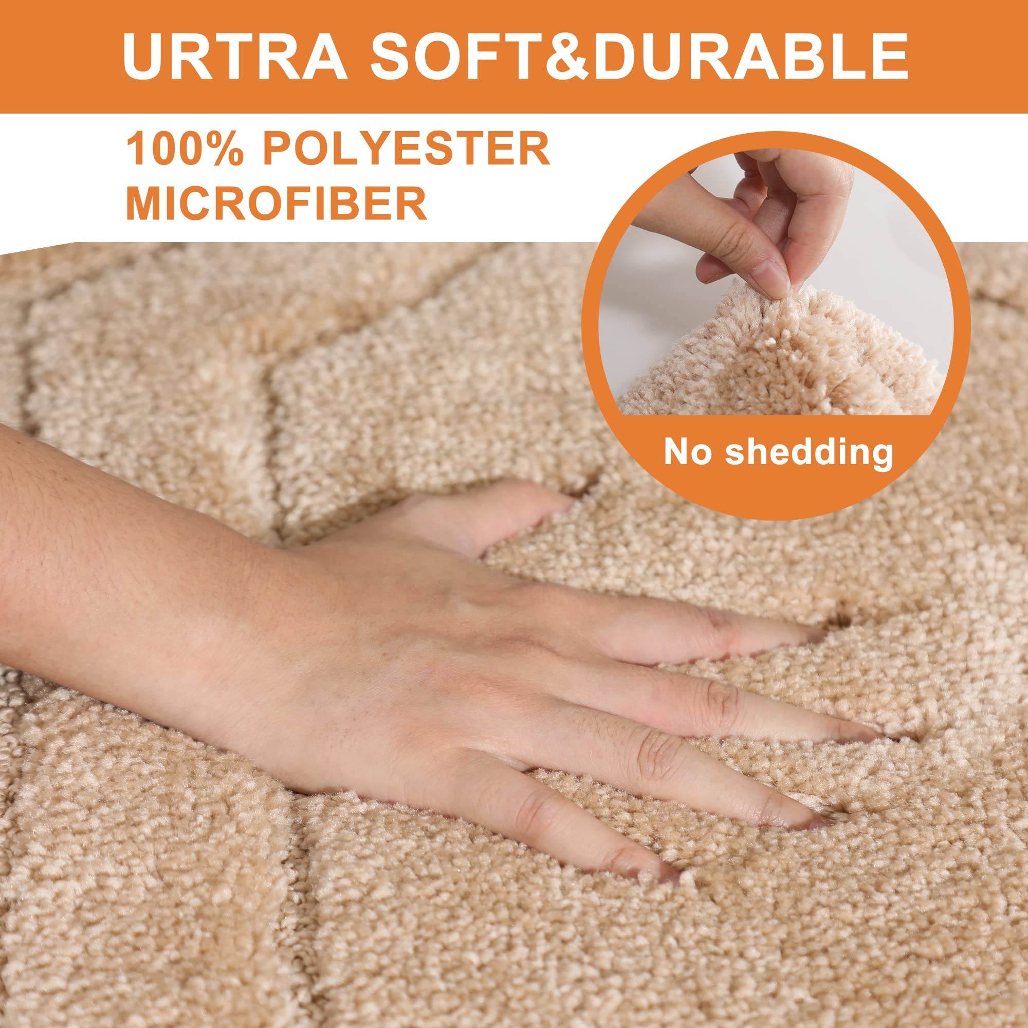 BEQHAUSE-Bathroom-Rug-Non Slip-Bath Mat-Soft and Absorbent-Shower Mat-Polyester Bath Mats for Bathroom Machine Washable Bathroom Rugs Beige Bathroom Rug for Shower Sink Bathtub 20''x32''