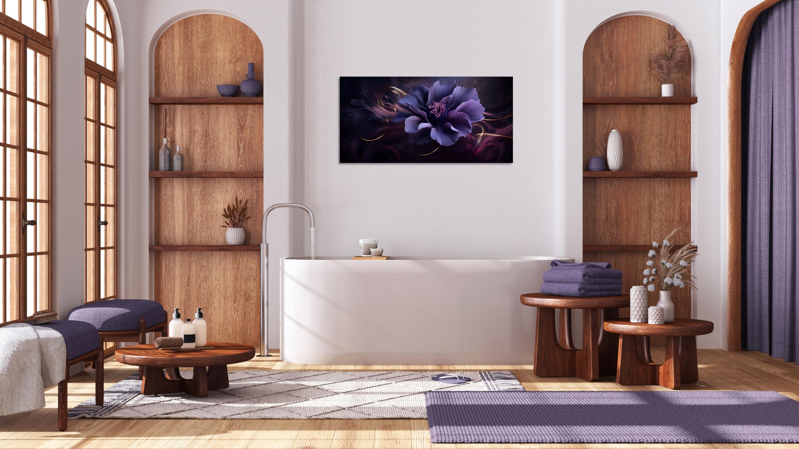 Tutubeer 1 Panel Purple Wall Canvas Purple Canvas Pictures Abstract Purple Flower Print On Canvas Purple Abstract Canvas Wall Ar