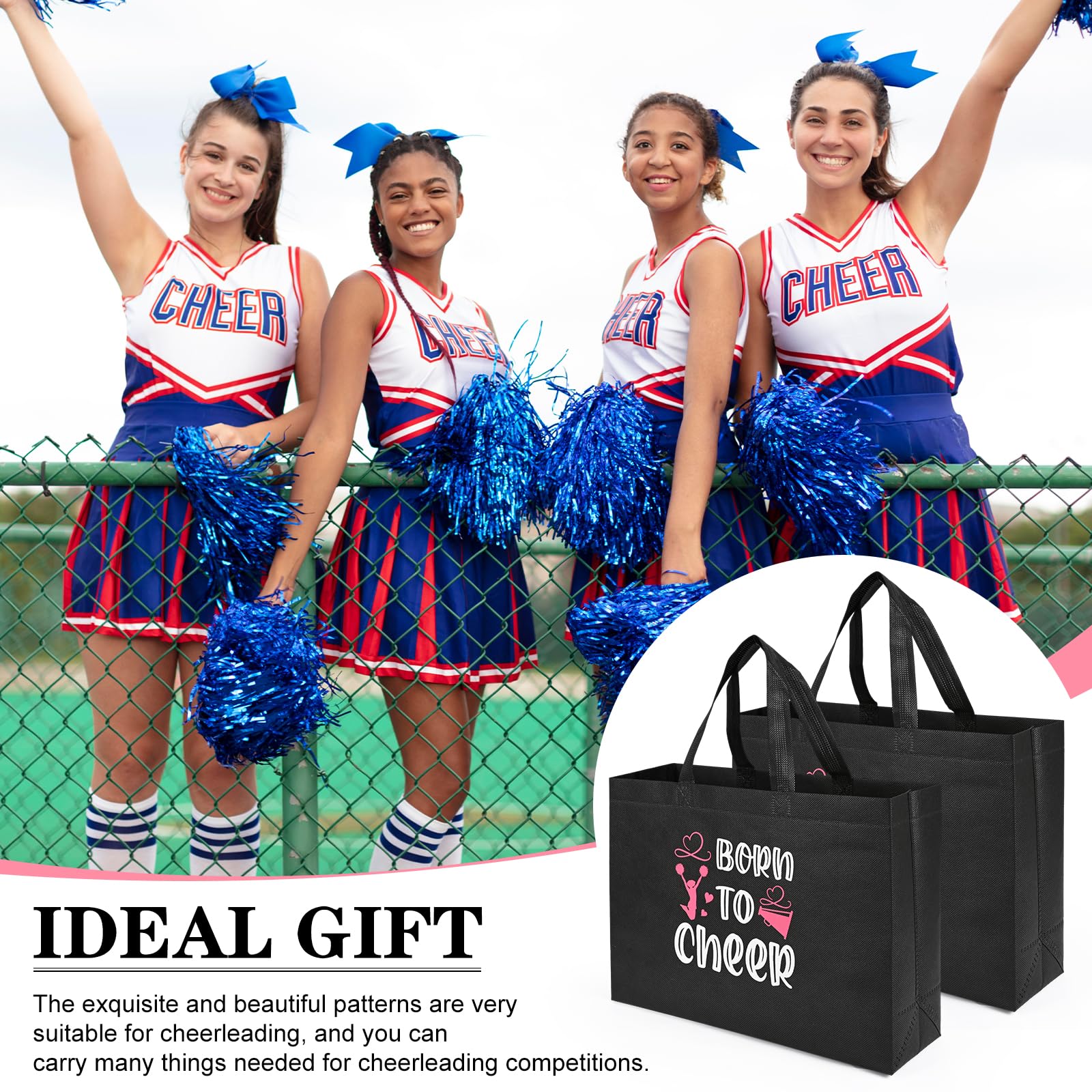 Olgaa 48 Pcs Cheerleader Gifts 24 Pcs Cheer Bag Portable Cheer Makeup Bag Pvc 24 Pcs Keychain Cheerleaders Bulk Cheerleading Gif