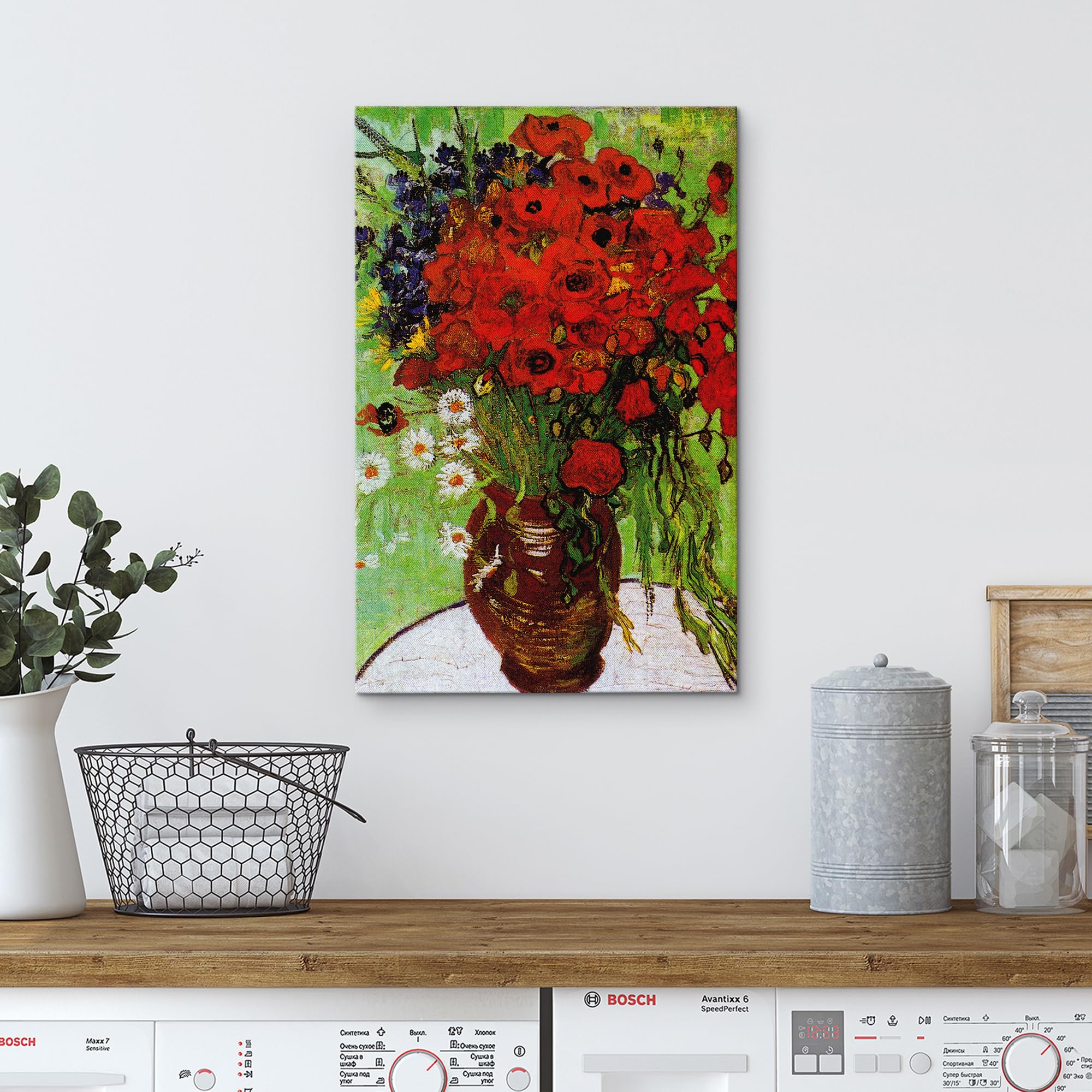 Wall26 Canvas Print Wall Art Red Poppies & Daisies By Master Artist Vincent Van Gogh Nature Wilderness Illustrations Fine Art Re