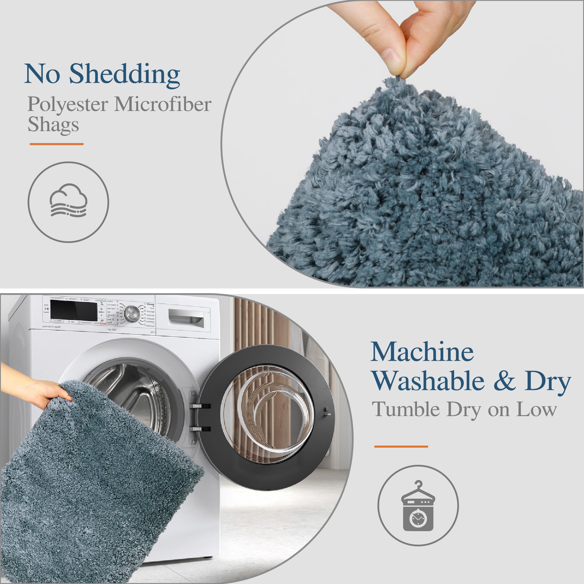 Walensee Bathroom Contour Rug (20X24, Slate) Non Slip Bath Mat For Bathroom Water Absorbent Soft Microfiber Shaggy Bathroom Mat