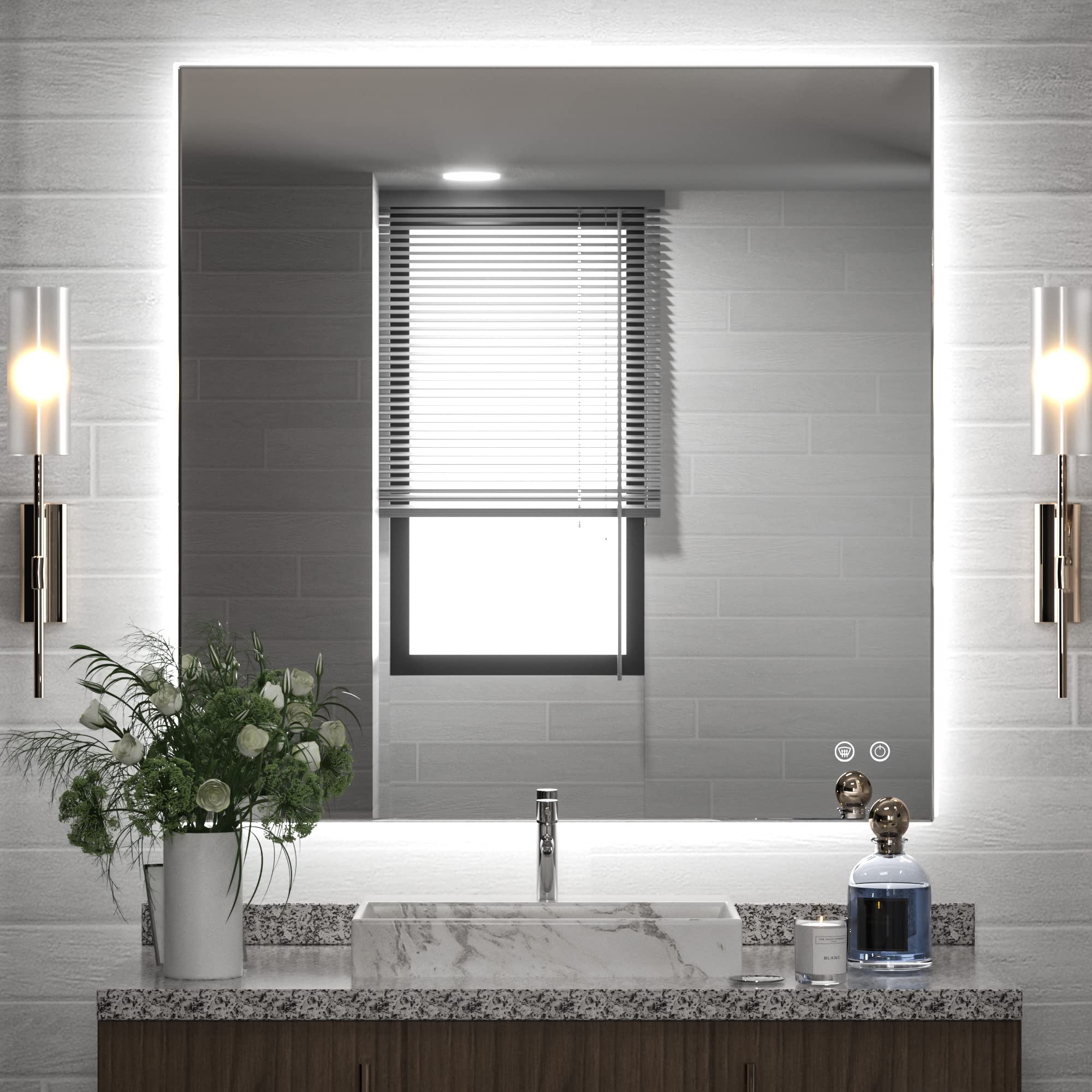 Tetote 36 X 36 Inch Led Backlit Mirror With Light Bathroom,Anti-Fog,Dimmable,Cri90,Ip 54Water Proof,Vanity Mirror With Light,Wal