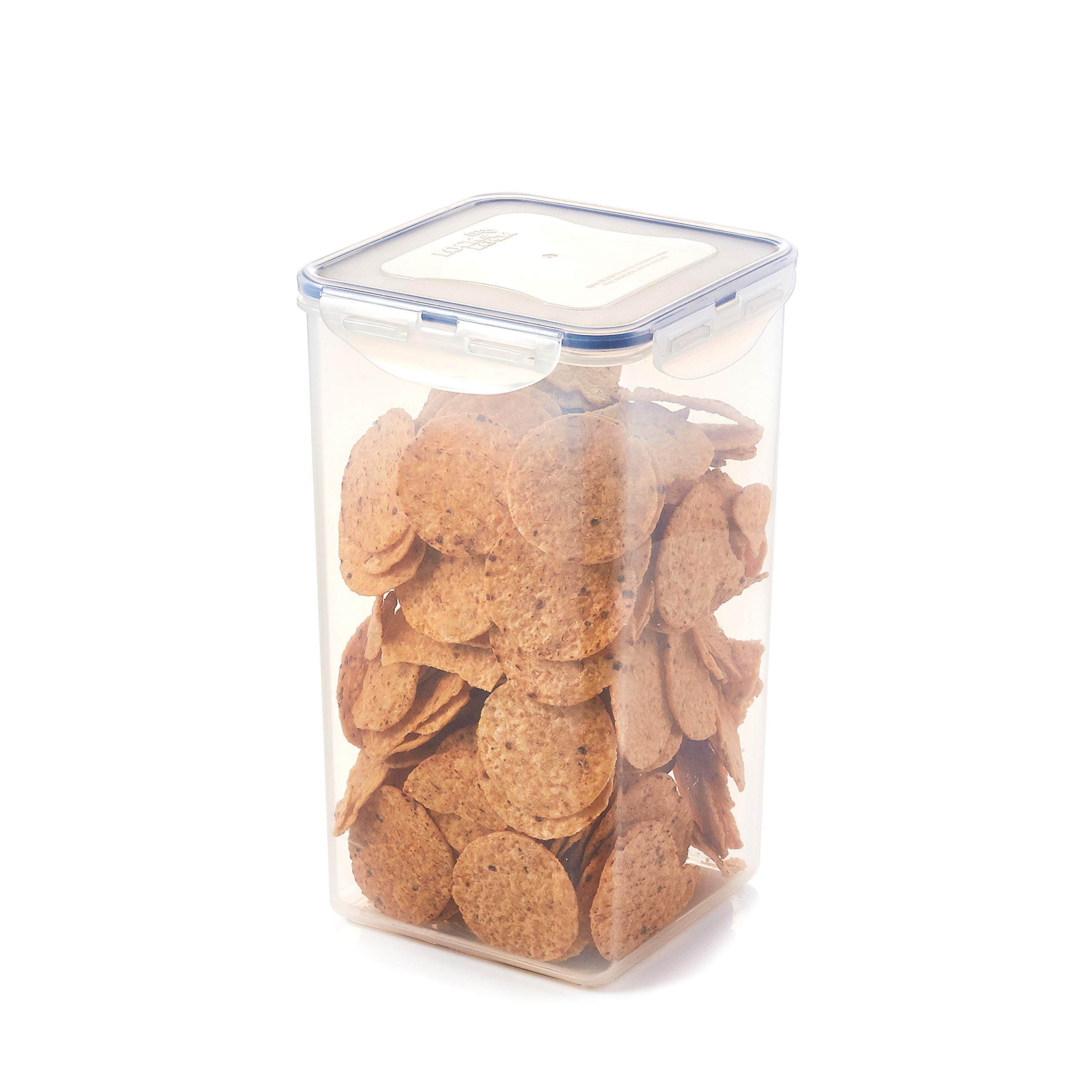 LOCK & LOCK Easy Essentials Food lids/Pantry Storage/Airtight containers, BPA Free, Square-16.9 Cup-for Chips, Clear
