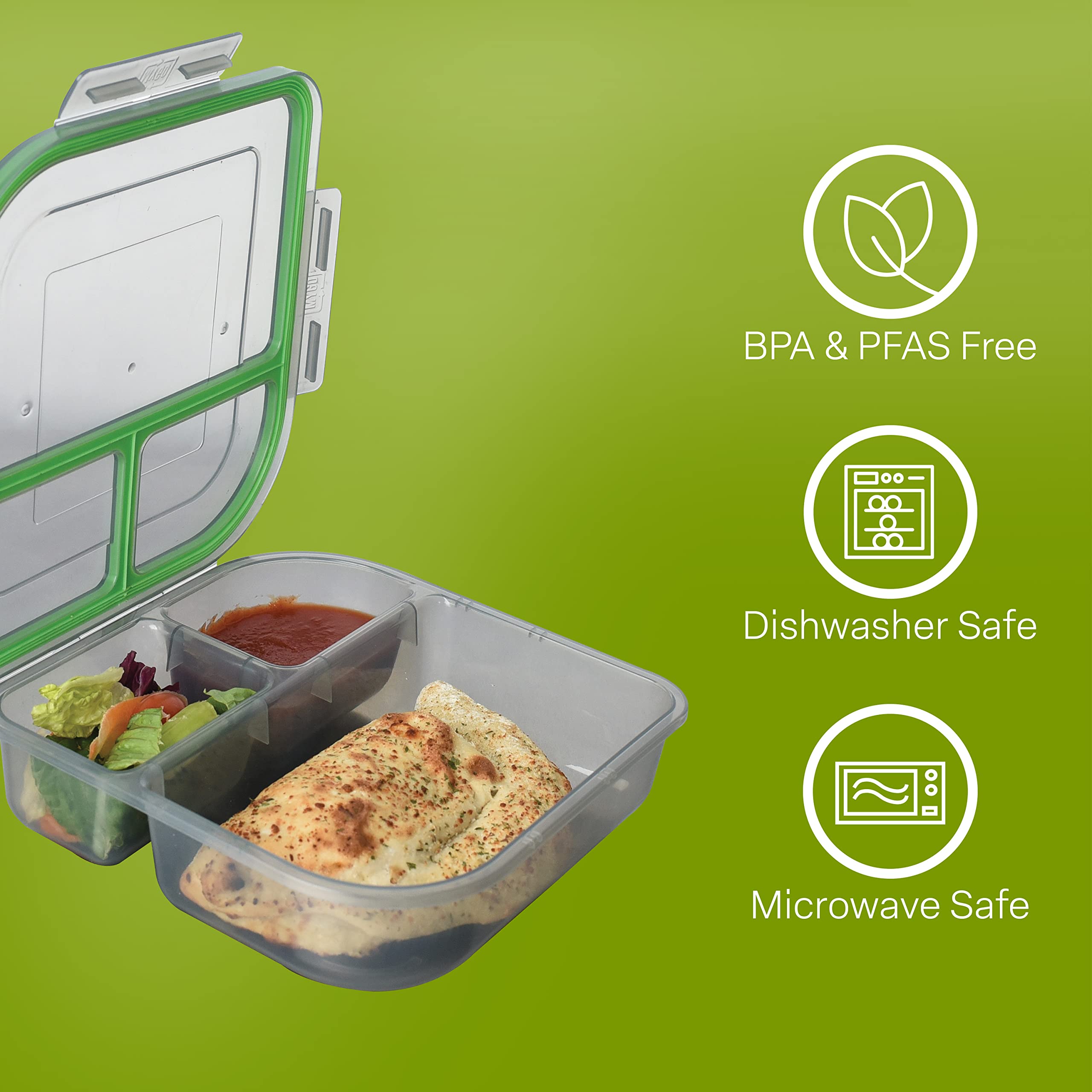 Mygo Container Large To-Go Single Compartment Container, 9''X 9'' X 2-1/2'', Reusable, Microwave Safe, Nsf Certified, Smoke/Gree