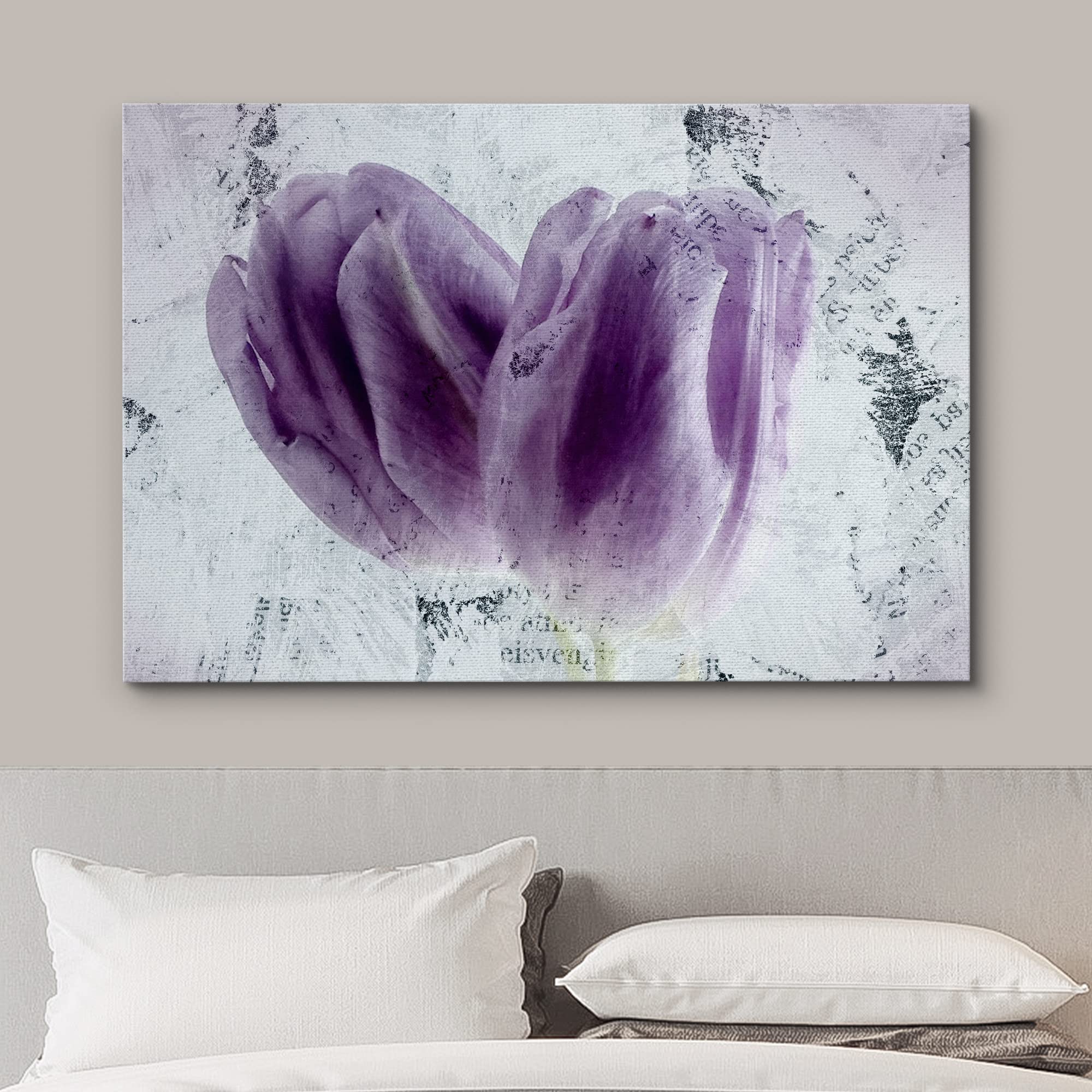 Wall26 - Canvas Wall Art - Two Purple Tulip Flower Petals - Gallery Wrap Modern Home Art | Ready To Hang - 24X36 Inches