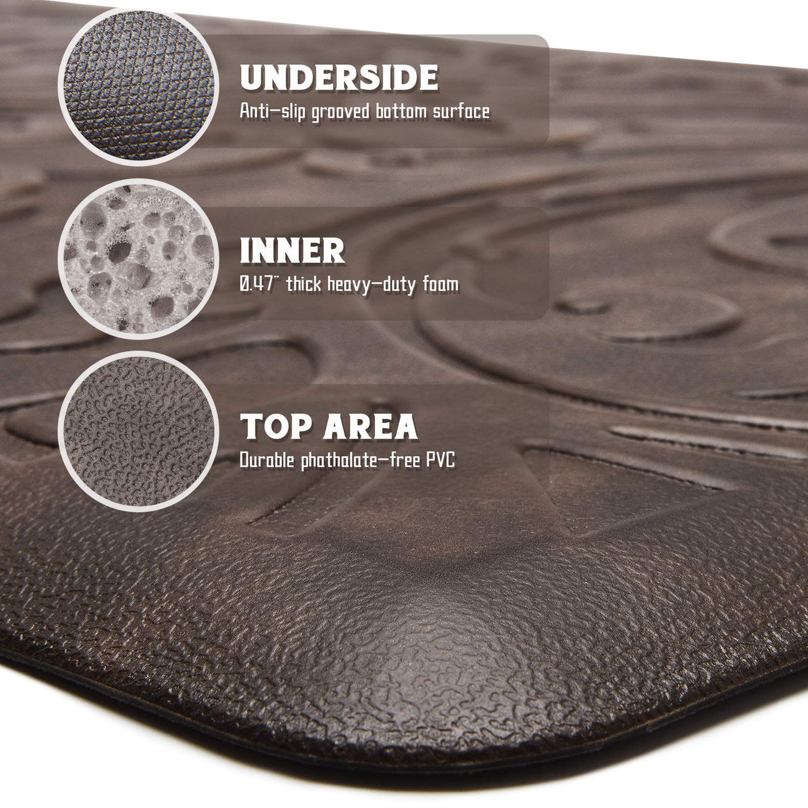 Kmat Kitchen Mat Cushioned Anti-Fatigue Floor Mat Waterproof Non-Slip Standing Mat Ergonomic Comfort Floor Mat Rug For Home,Offi