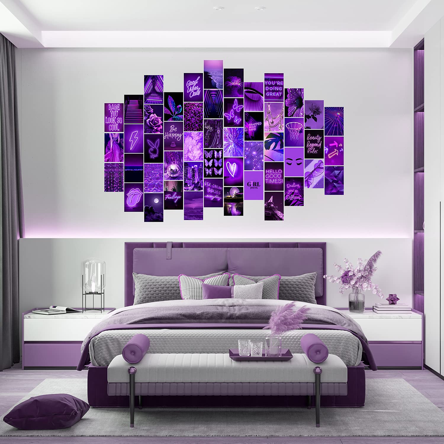WOONKIT Purple Photo Wall Collage Kit Aesthetic Pictures  Wall Decor for Bedroom  Room Decor for Teen Girls  Trendy  50PCS 4x6 INCH